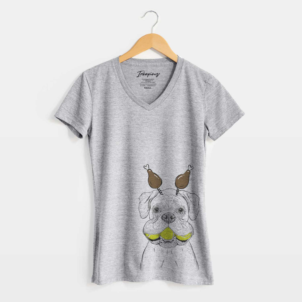 Thanksgiving Seamus the Boxer - Women's V-neck Shirt