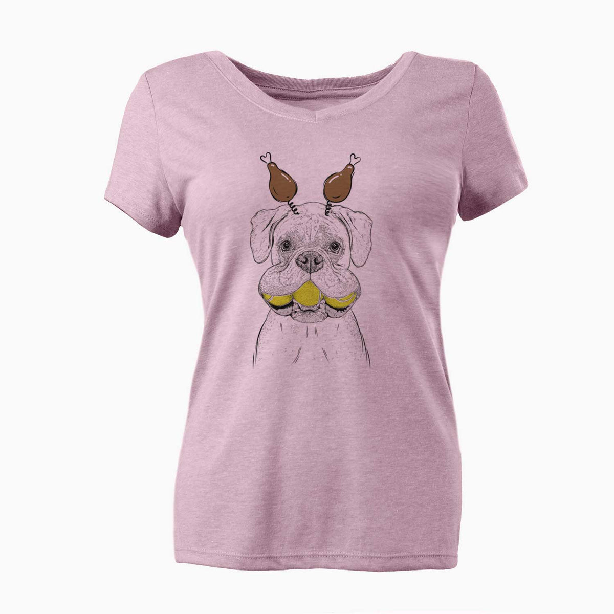 Thanksgiving Seamus the Boxer - Women's V-neck Shirt