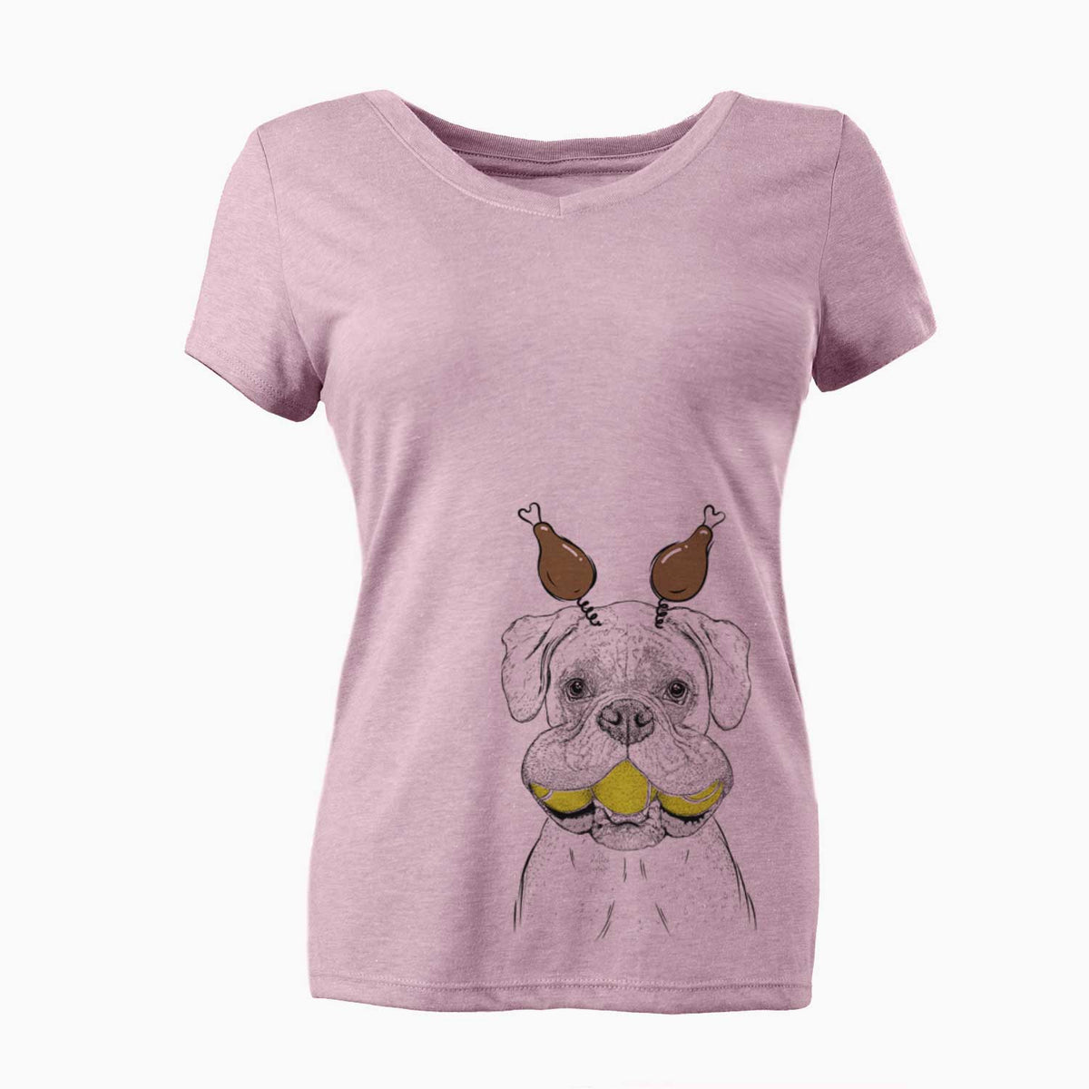 Thanksgiving Seamus the Boxer - Women's V-neck Shirt