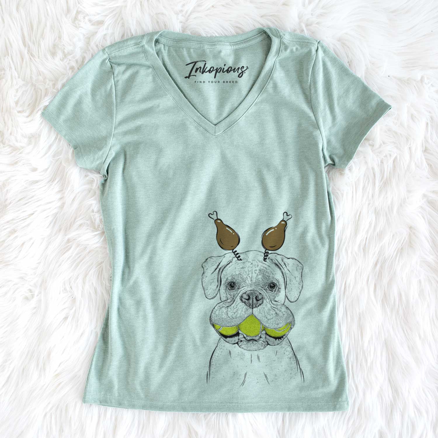 Thanksgiving Seamus the Boxer - Women's V-neck Shirt