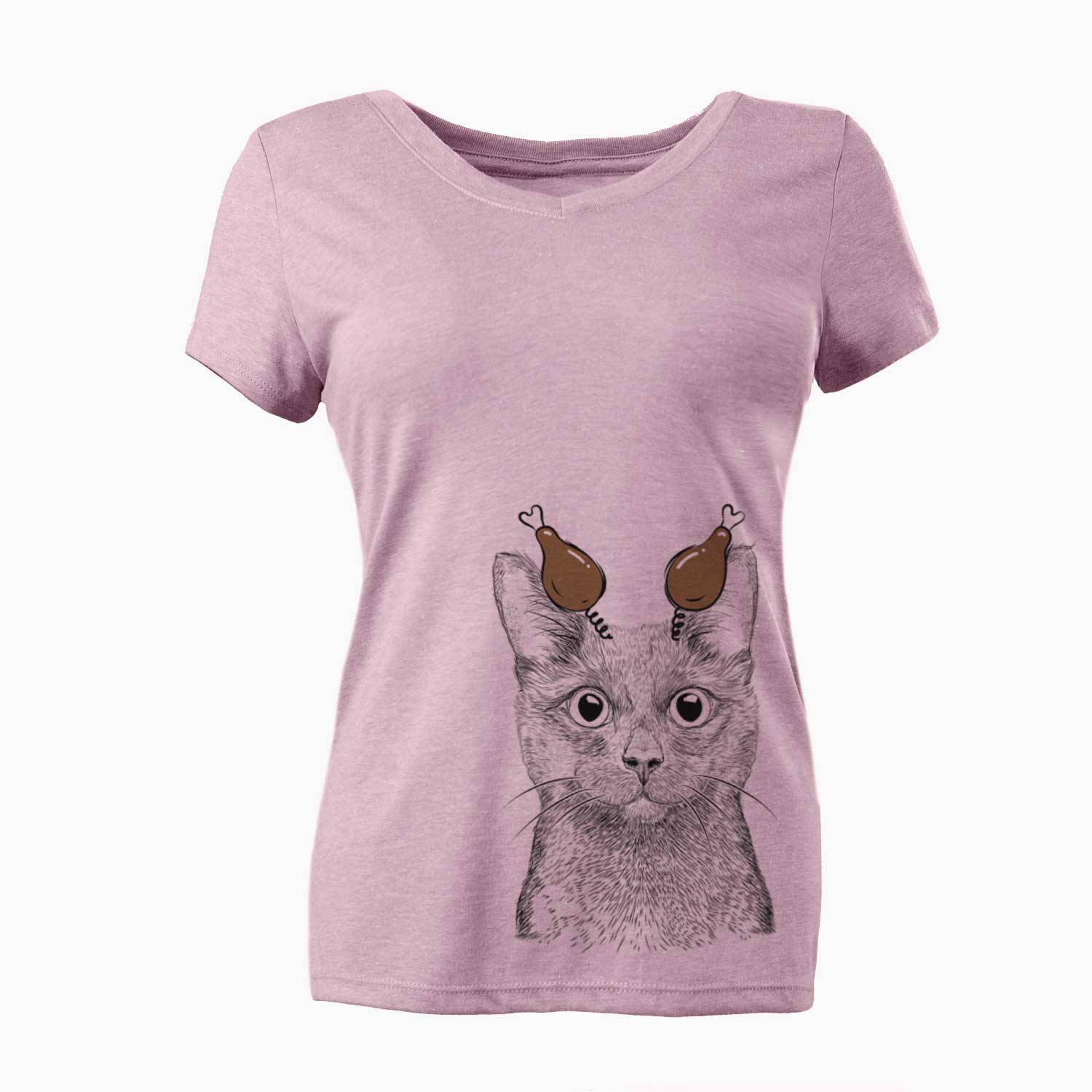 Thanksgiving Shadow the Black Cat - Women's V-neck Shirt