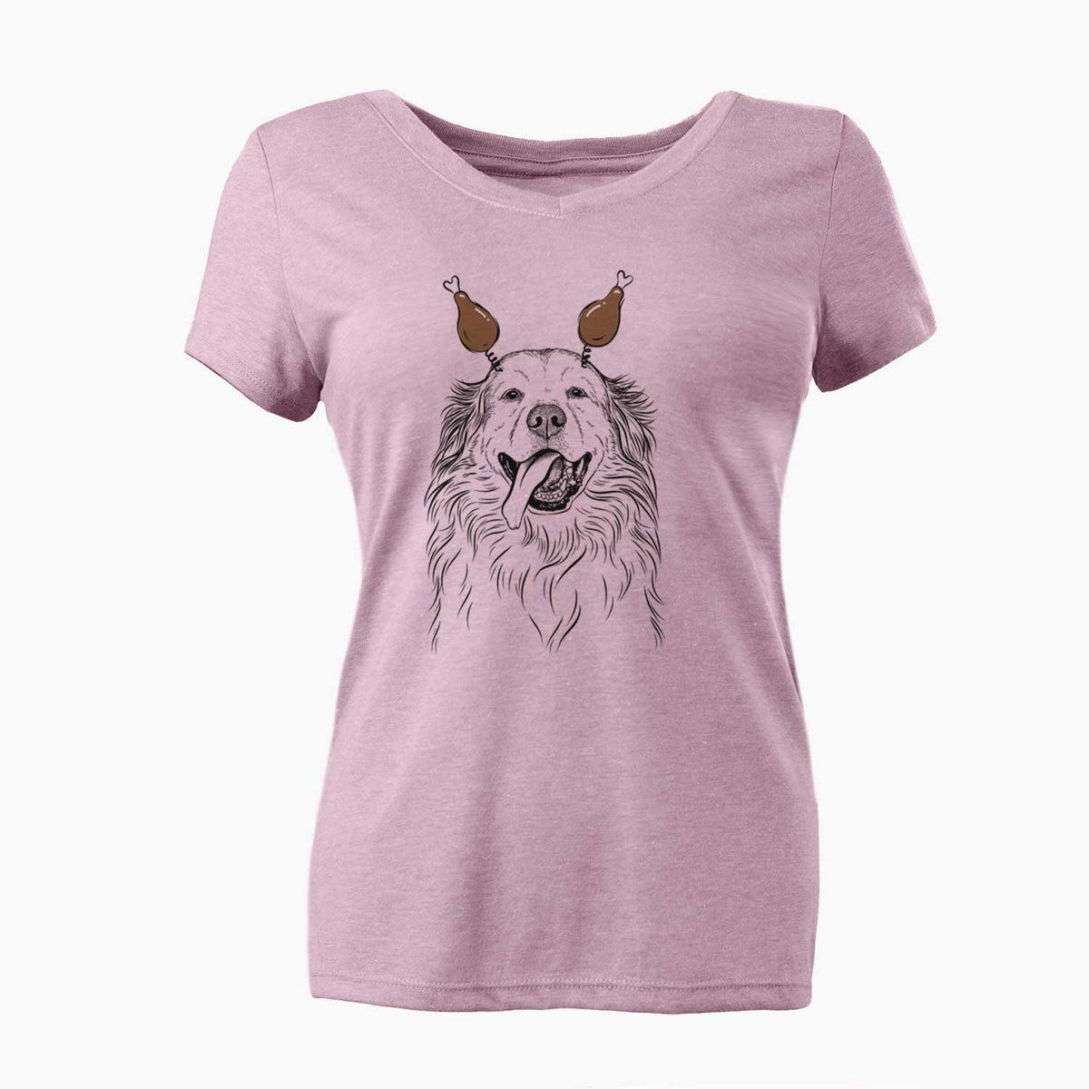 Thanksgiving Shooter the Golden Retriever - Women's V-neck Shirt