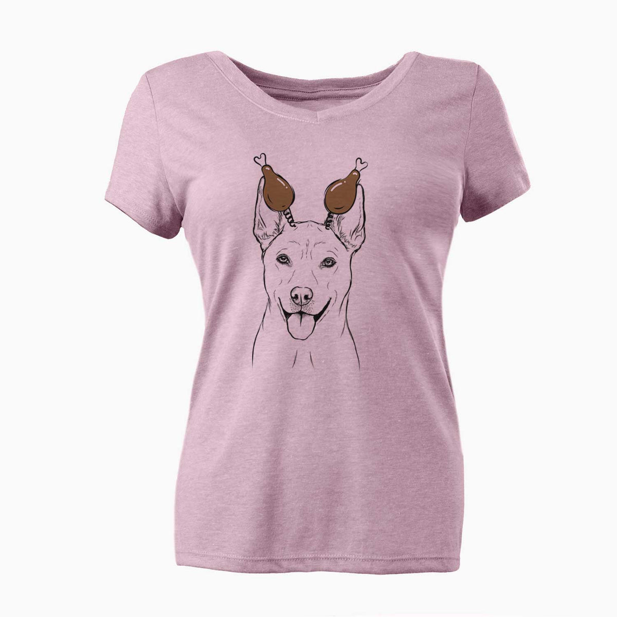 Thanksgiving Silly Lilly the Mixed Breed - Women's V-neck Shirt