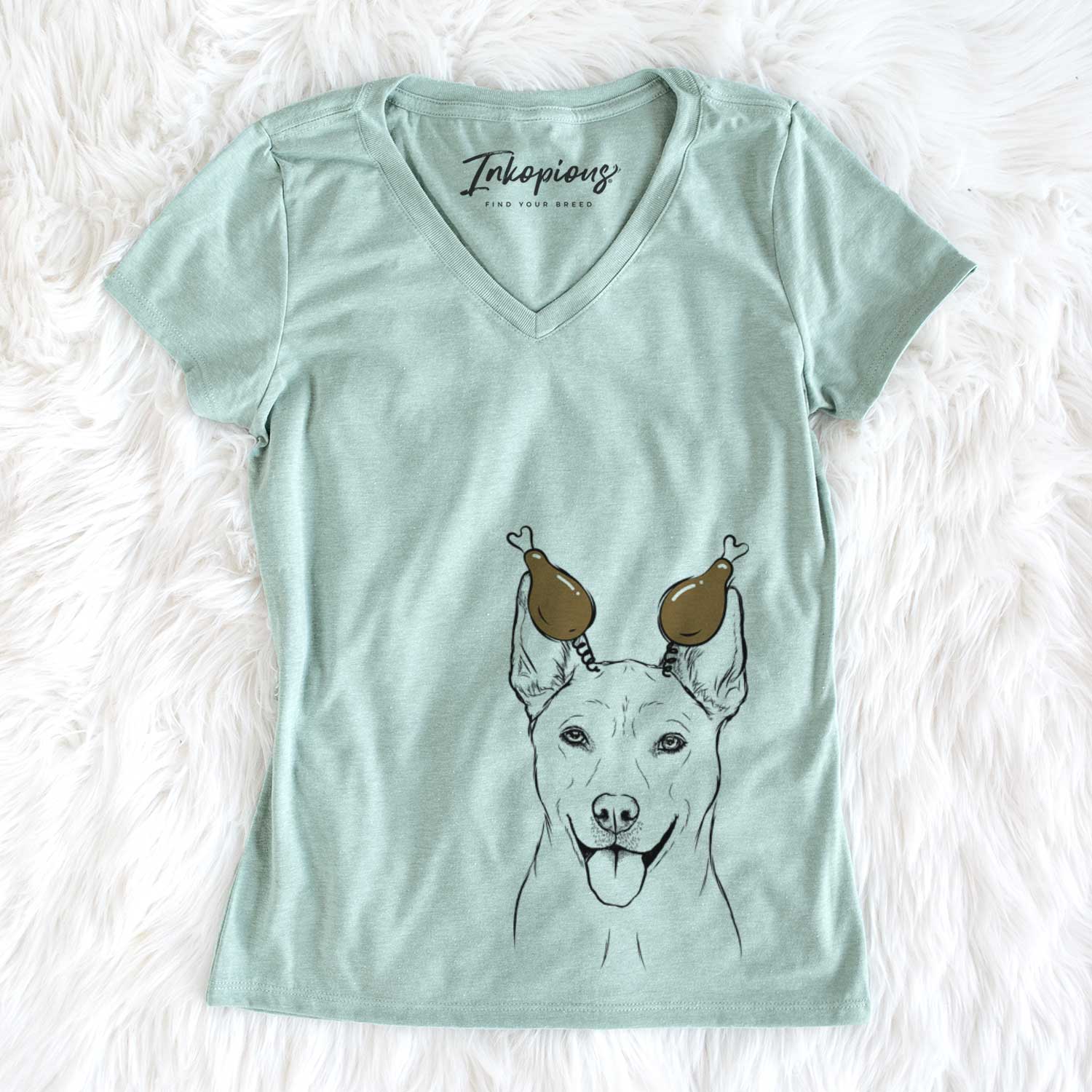 Thanksgiving Silly Lilly the Mixed Breed - Women's V-neck Shirt