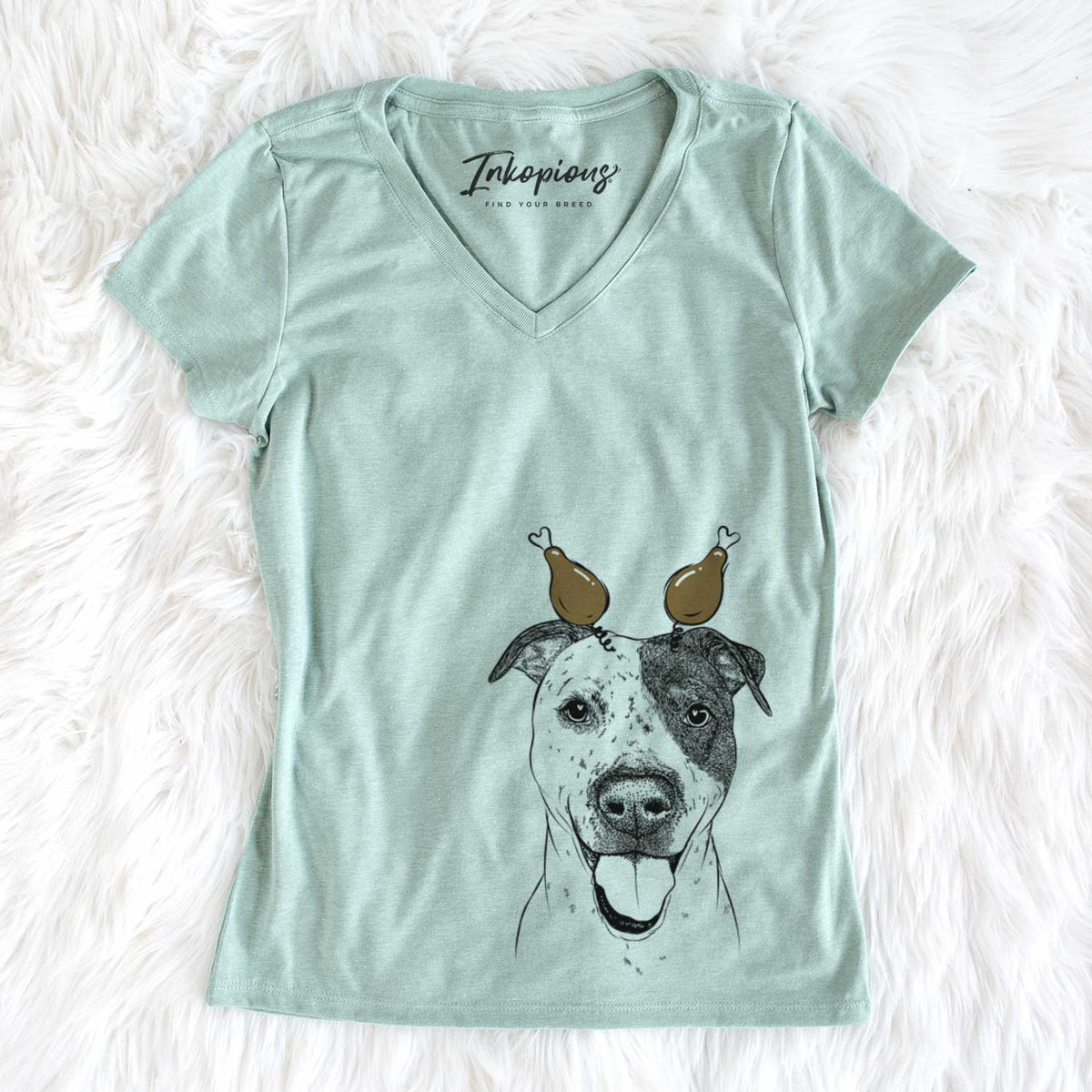 Thanksgiving Simon the Mixed Breed - Women&#39;s V-neck Shirt