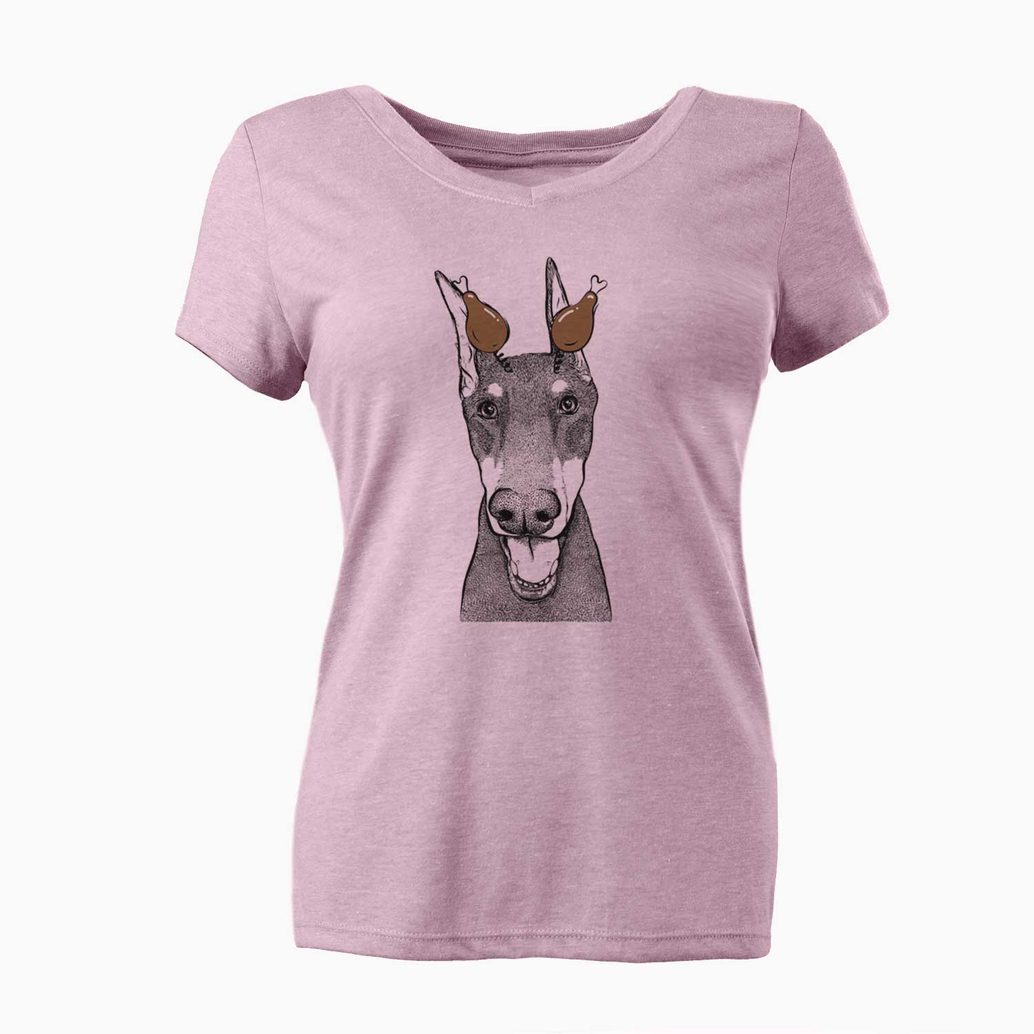 Thanksgiving Sir Duke the Doberman Pinscher - Women's V-neck Shirt