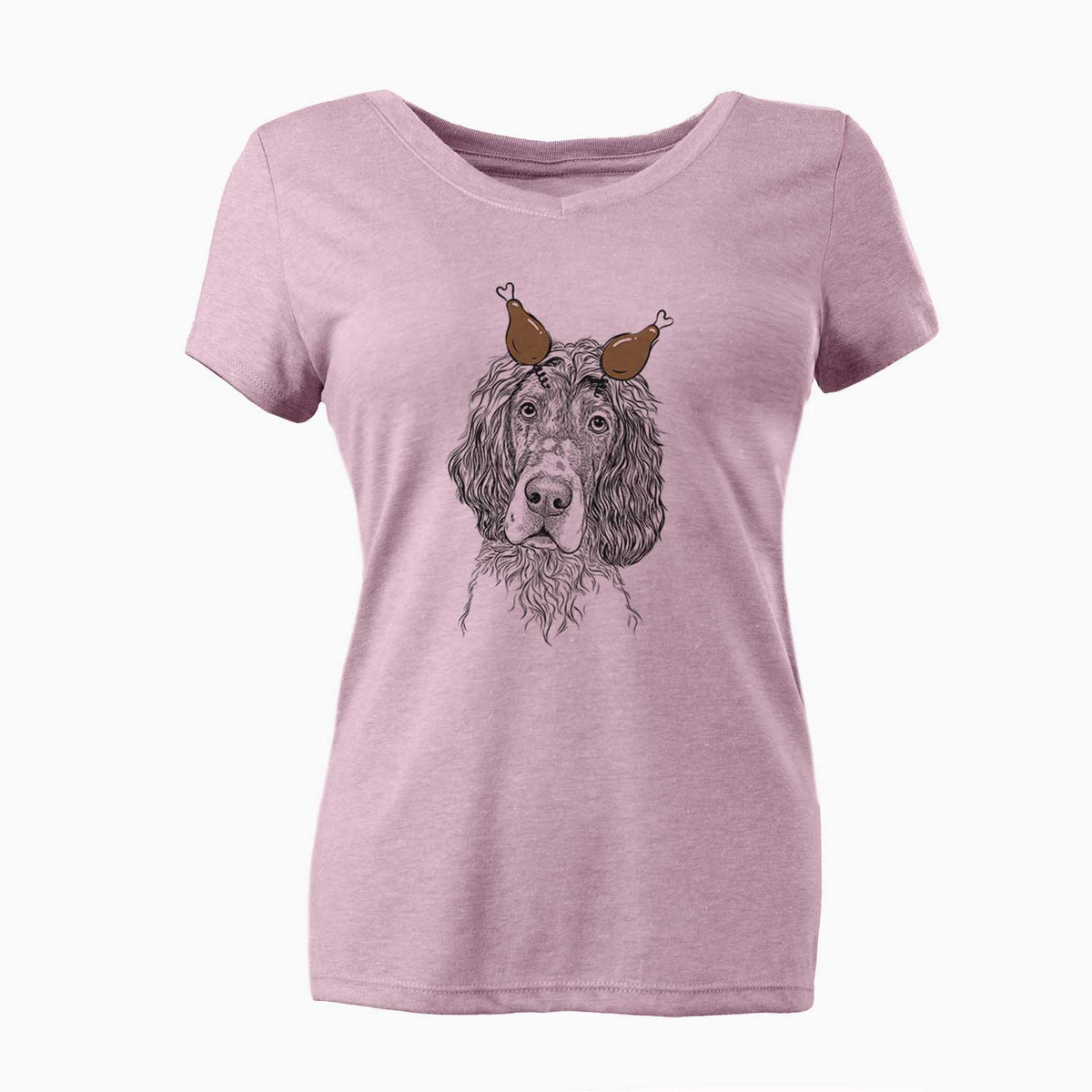 Thanksgiving Sir Rexford the Blue Belton English Setter - Women's V-neck Shirt
