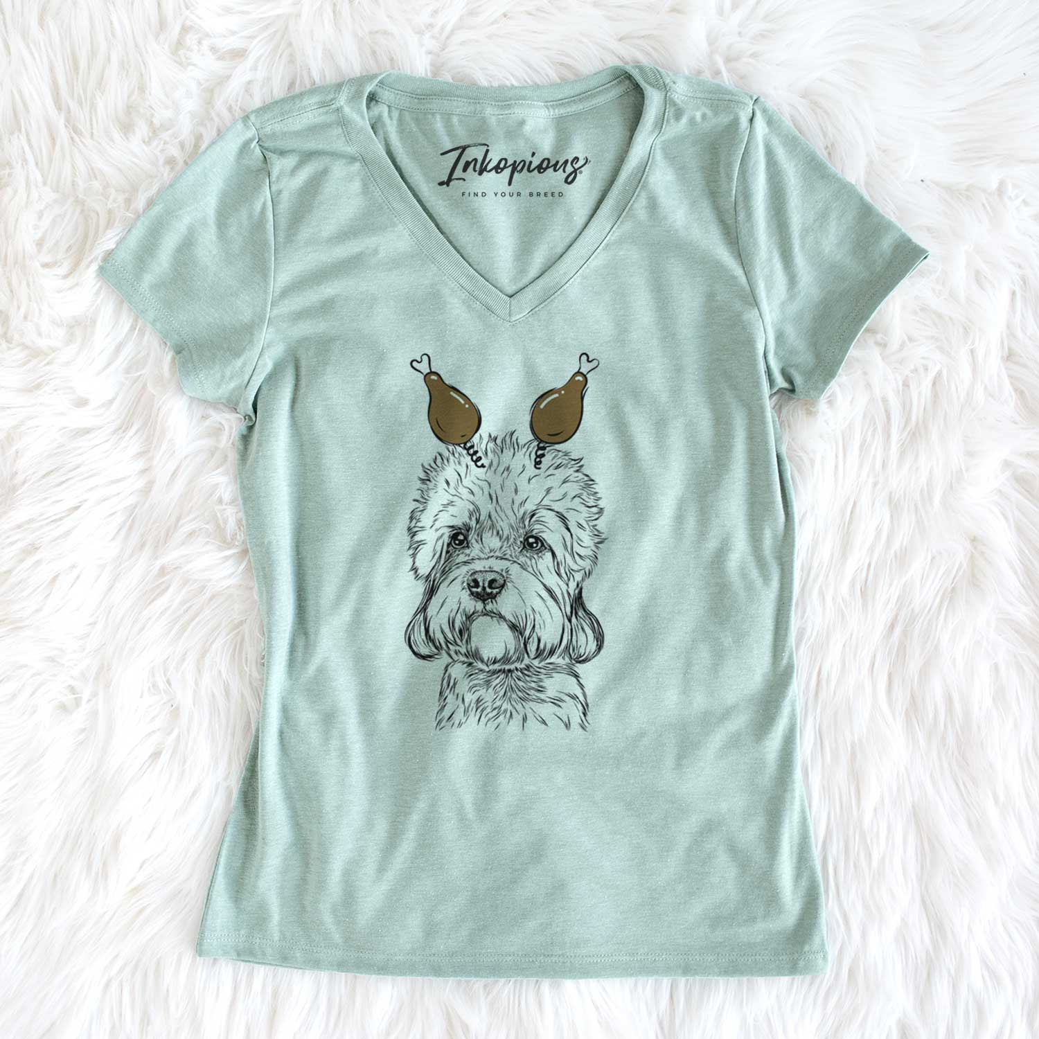 Thanksgiving Sir Walter the Dandie Dinmont Terrier - Women's V-neck Shirt