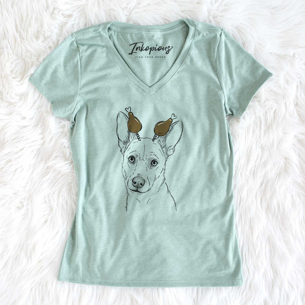 Thanksgiving Sooner the Huskimo - Women's V-neck Shirt