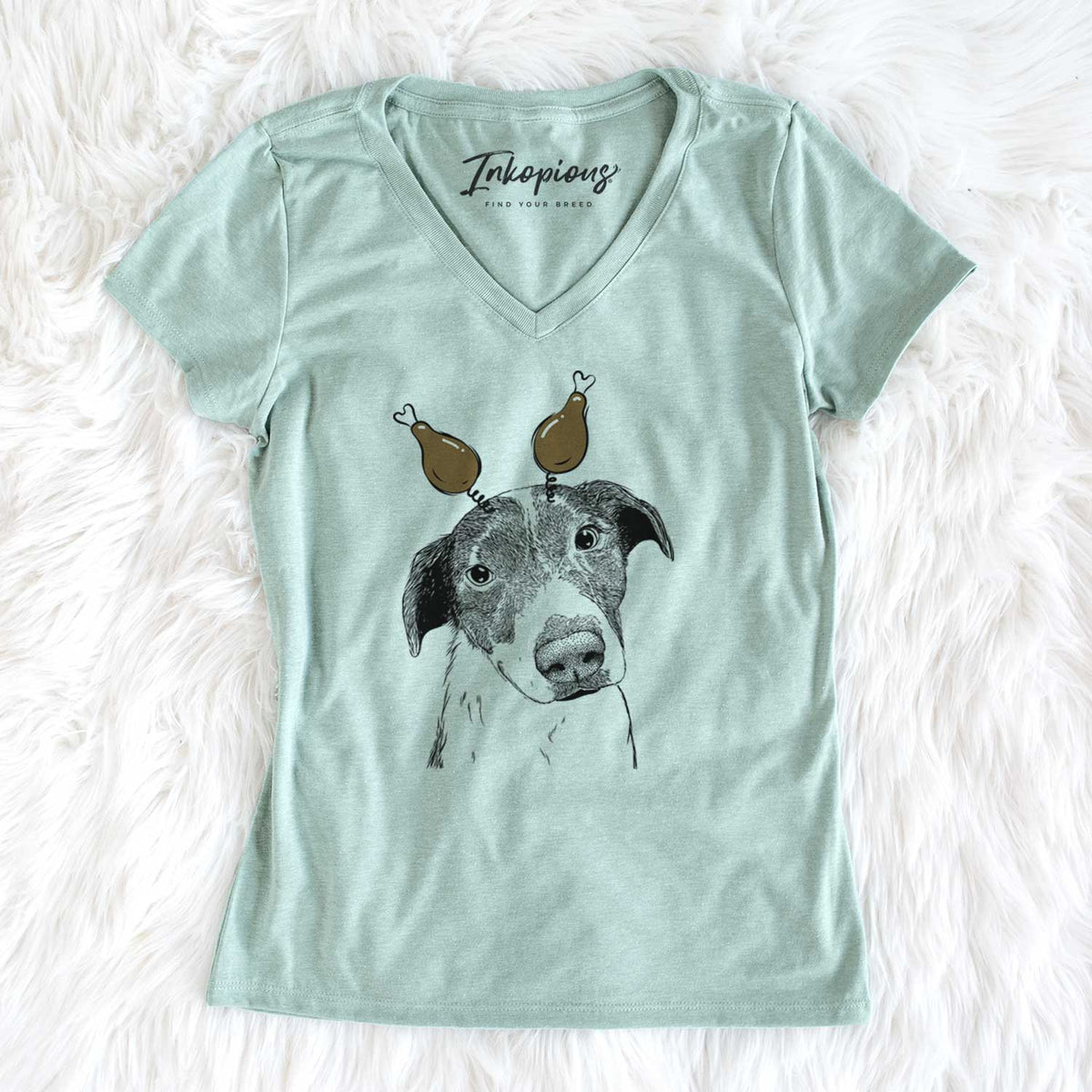 Thanksgiving Sophia the Mixed Breed - Women's V-neck Shirt
