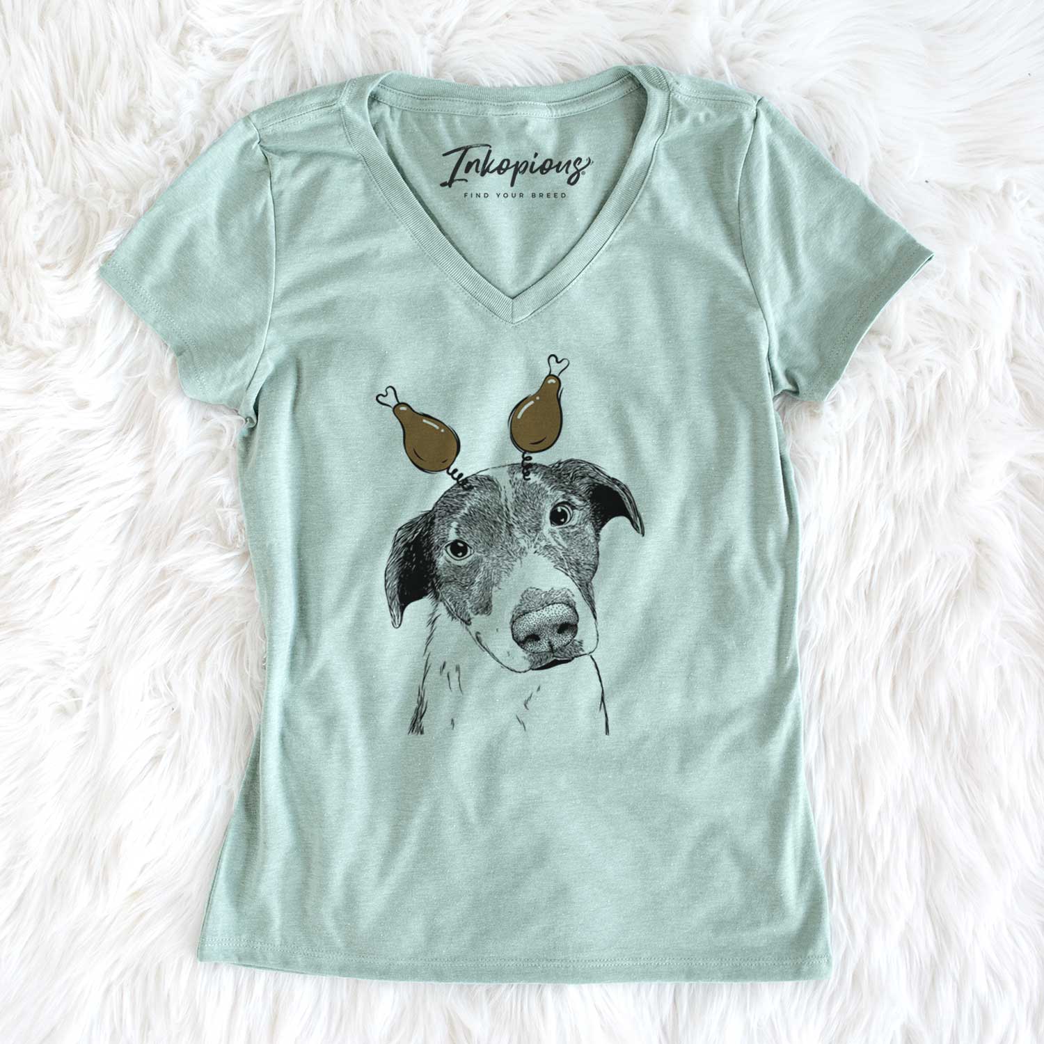 Thanksgiving Sophia the Mixed Breed - Women's V-neck Shirt