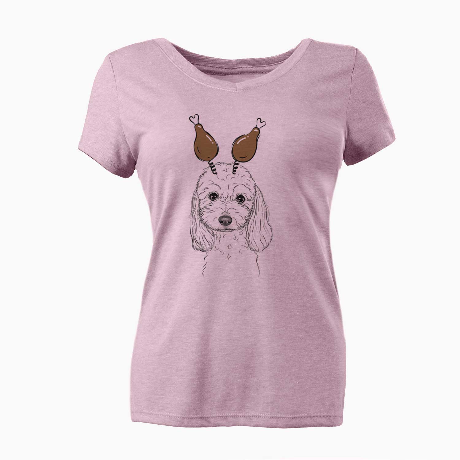 Thanksgiving Sophie the Coton de Tulear - Women's V-neck Shirt