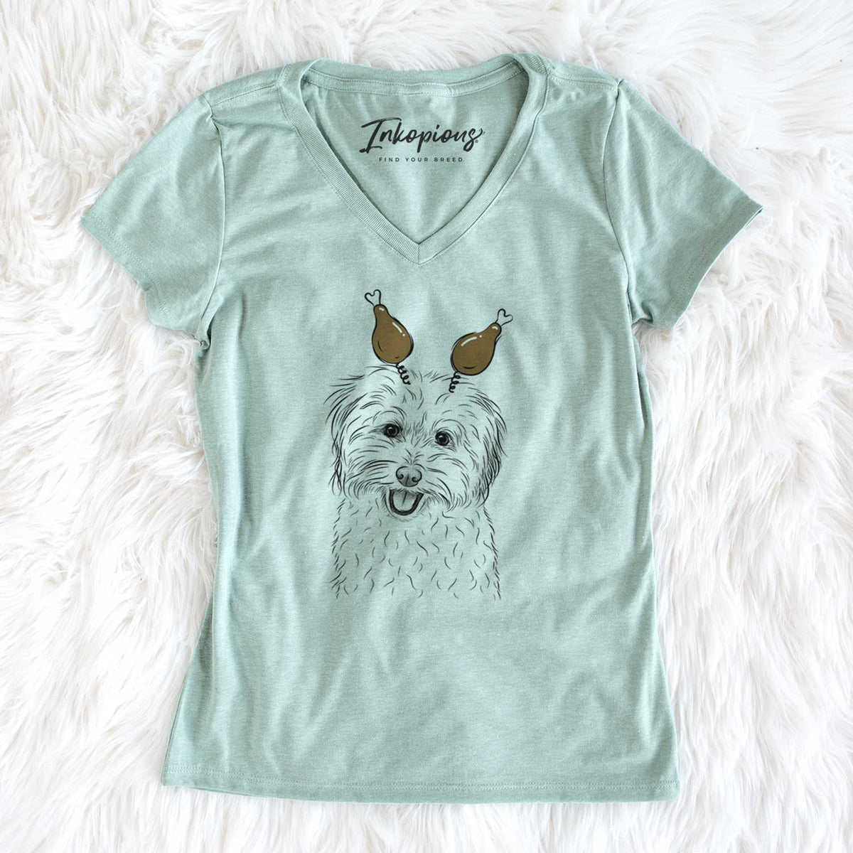 Thanksgiving Sophie Quinn the Havanese - Women's V-neck Shirt