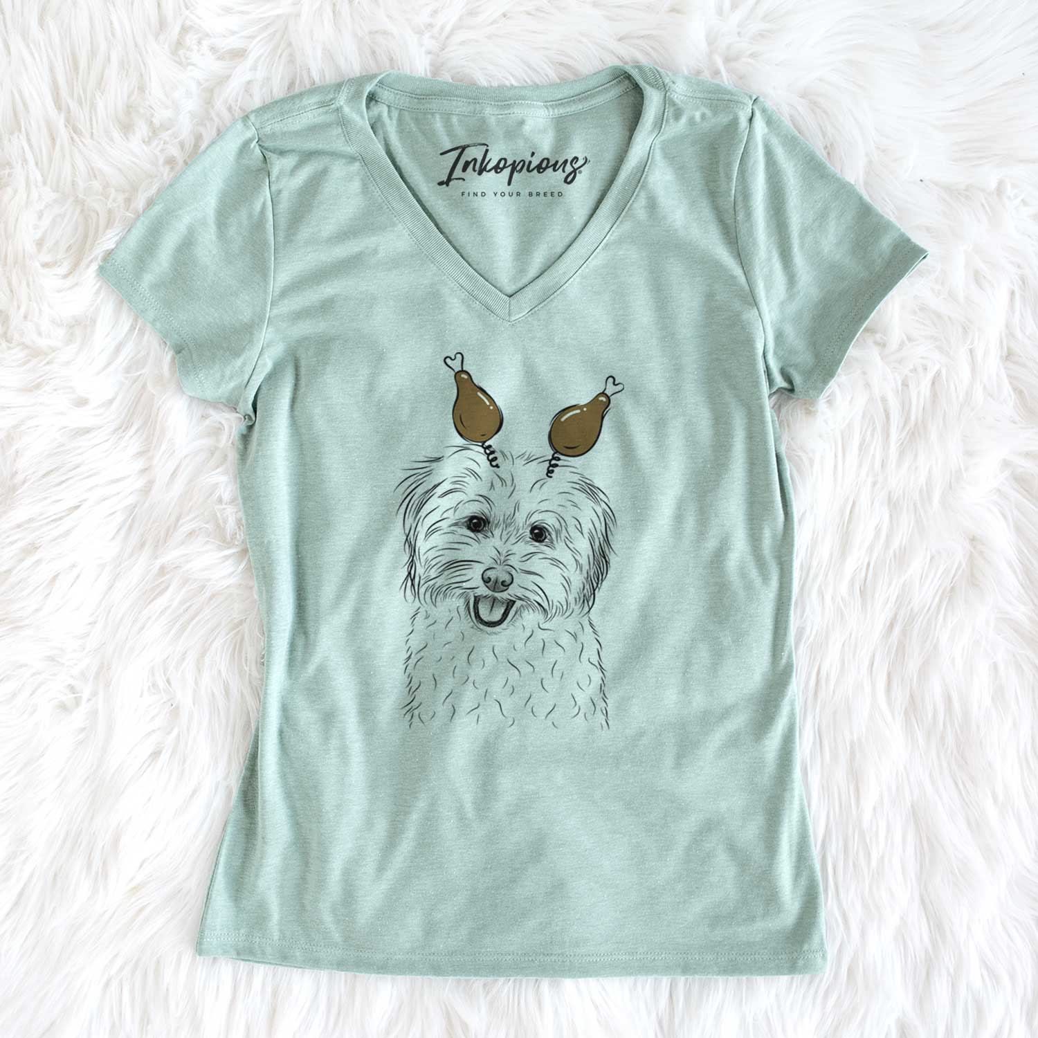 Thanksgiving Sophie Quinn the Havanese - Women's V-neck Shirt