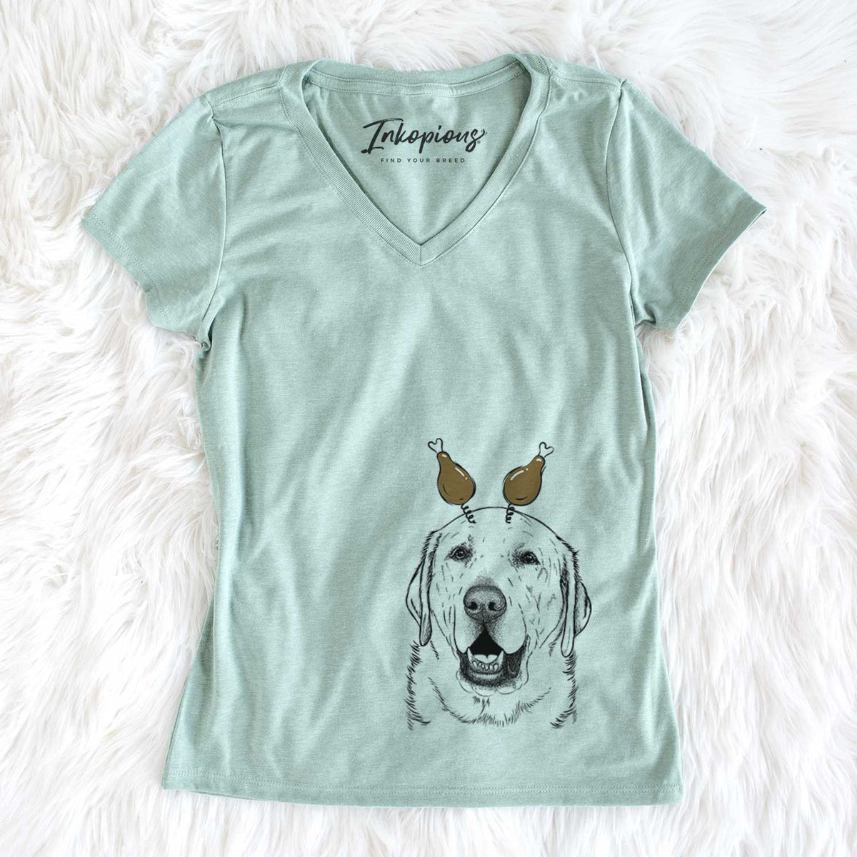 Thanksgiving Sparks the Labrador Retriever - Women&#39;s V-neck Shirt