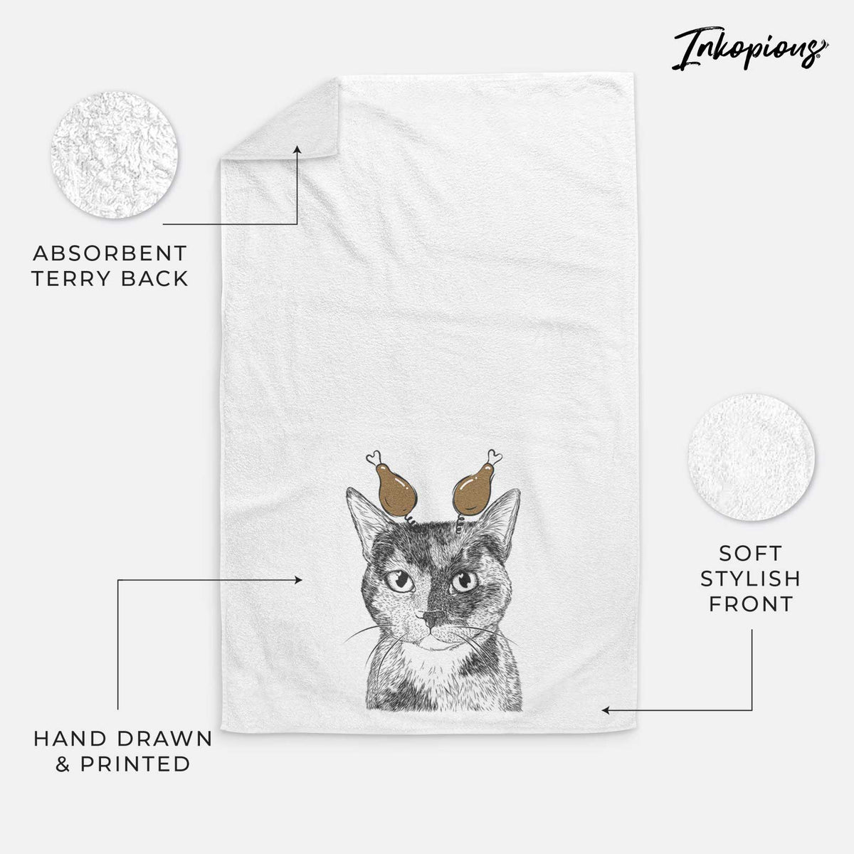 Spooky Kitty the Tortoiseshell Cat Decorative Hand Towel