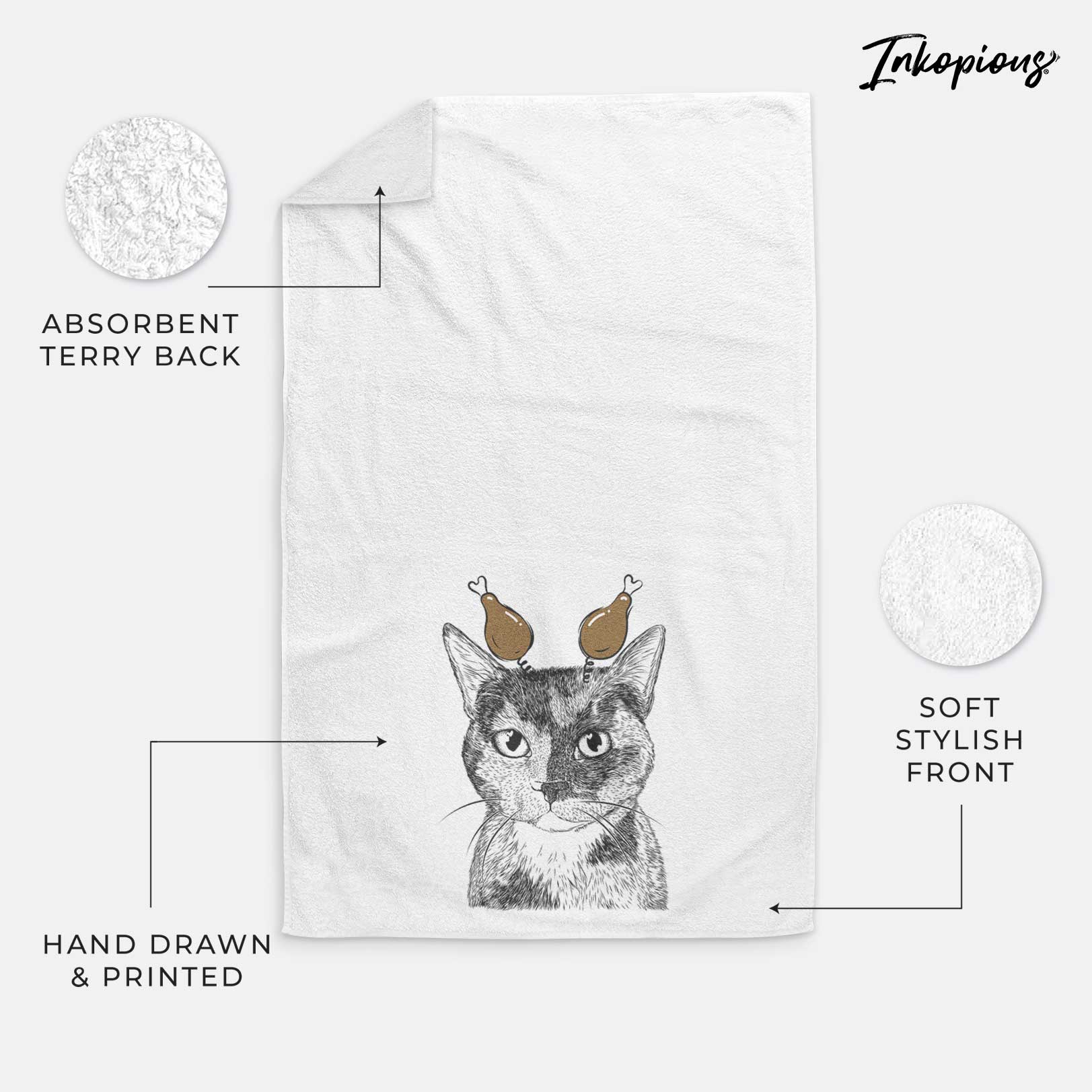 Spooky Kitty the Tortoiseshell Cat Decorative Hand Towel