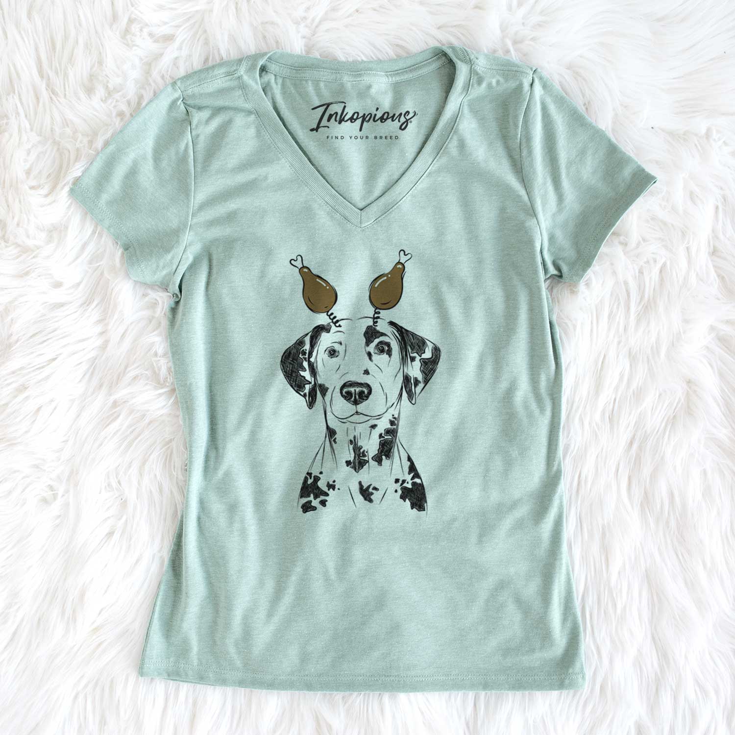 Thanksgiving Spot the Dalmatian - Women's V-neck Shirt