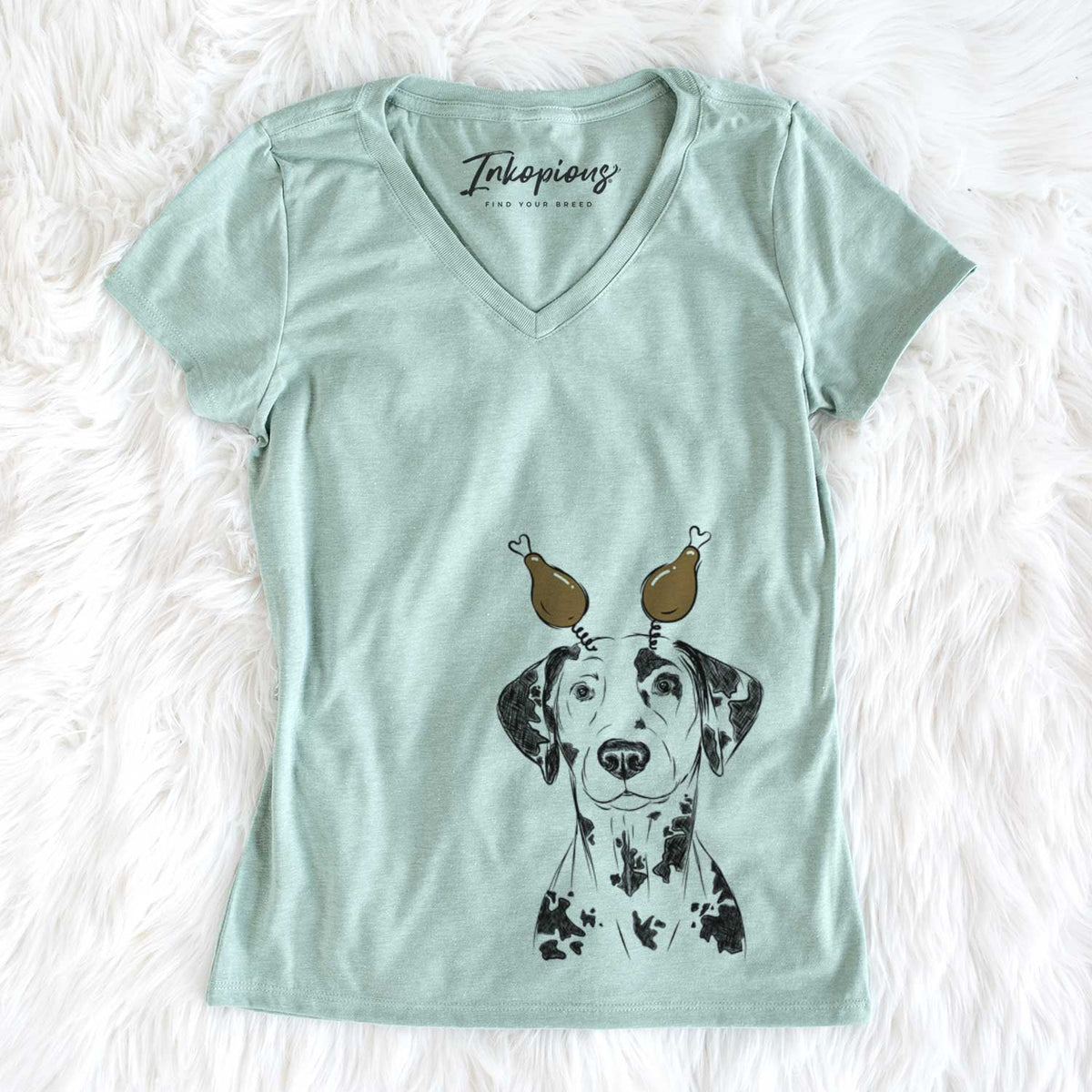 Thanksgiving Spot the Dalmatian - Women&#39;s V-neck Shirt