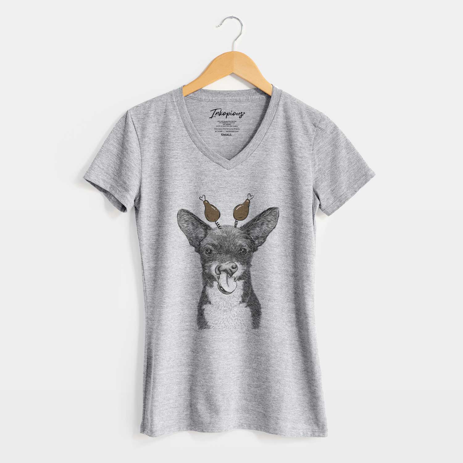 Thanksgiving Sprout the Chihuahua Mix - Women's V-neck Shirt