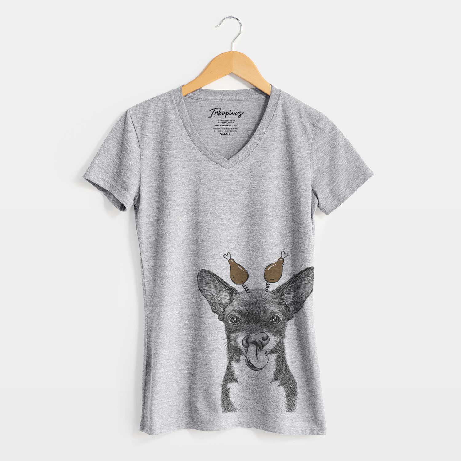 Thanksgiving Sprout the Chihuahua Mix - Women's V-neck Shirt