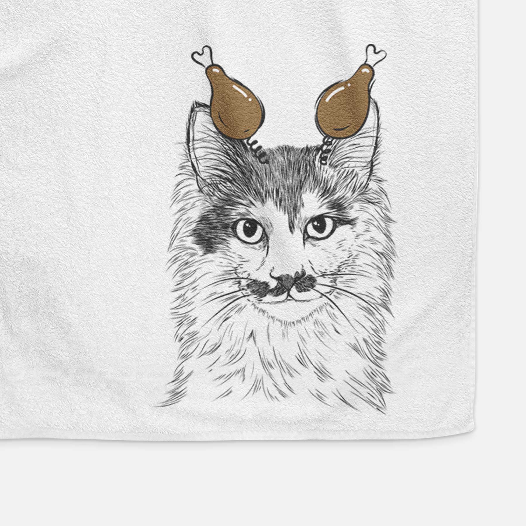 Stache the Longhaired Mustard Cat Decorative Hand Towel