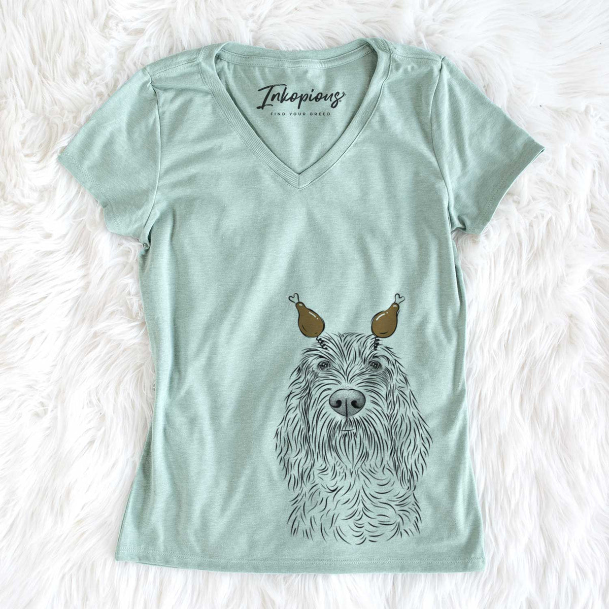 Thanksgiving Stefano the Spinone Italiano - Women's V-neck Shirt