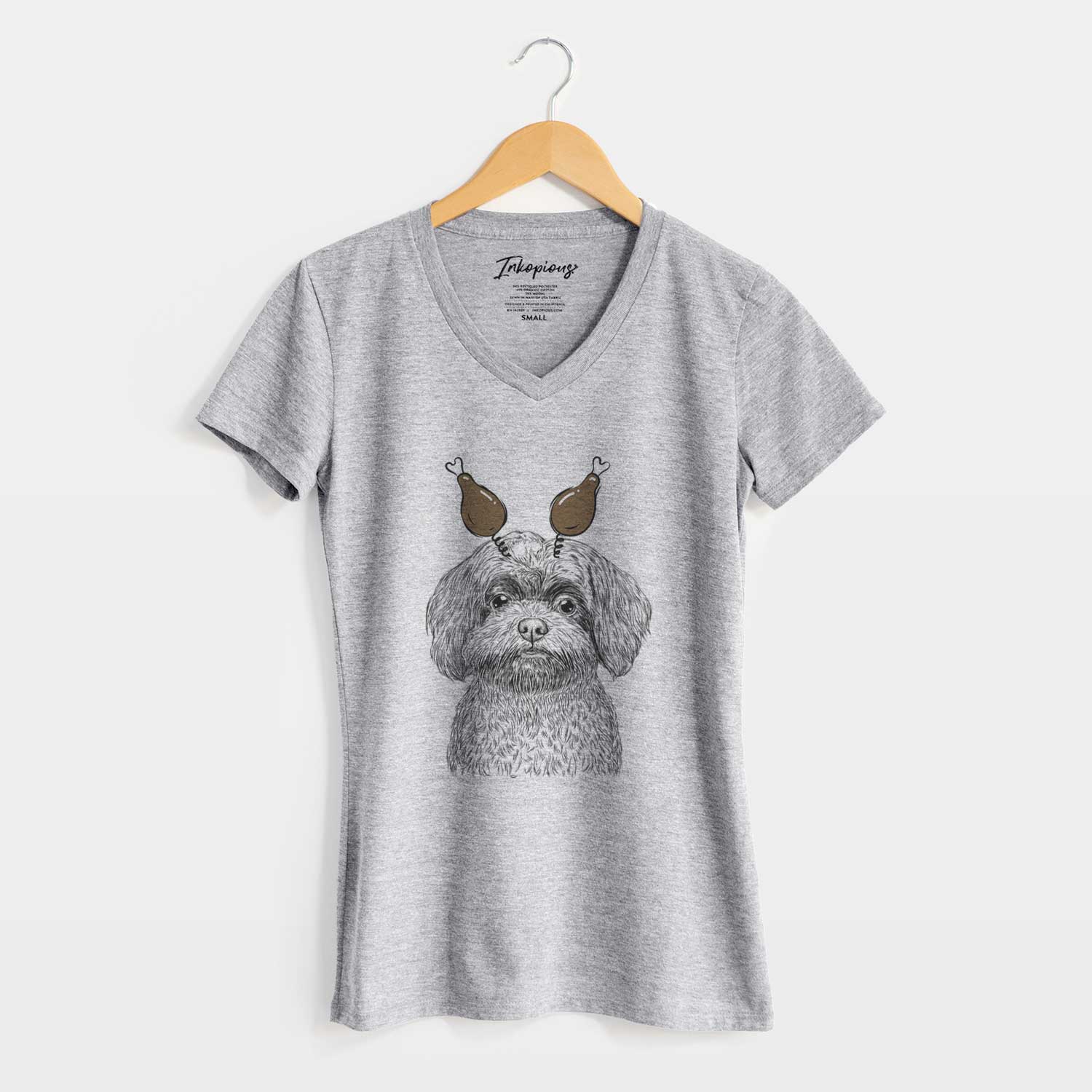 Thanksgiving Stella the Shih Tzu Mix - Women's V-neck Shirt