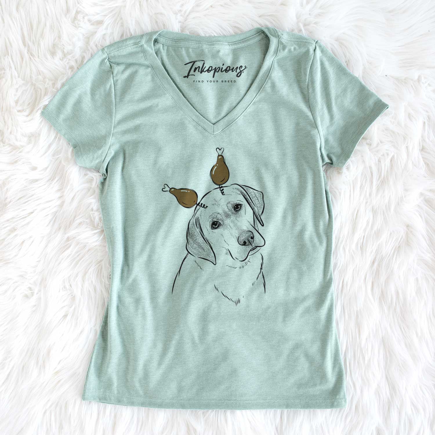 Thanksgiving Stella the Yellow Lab - Women's V-neck Shirt