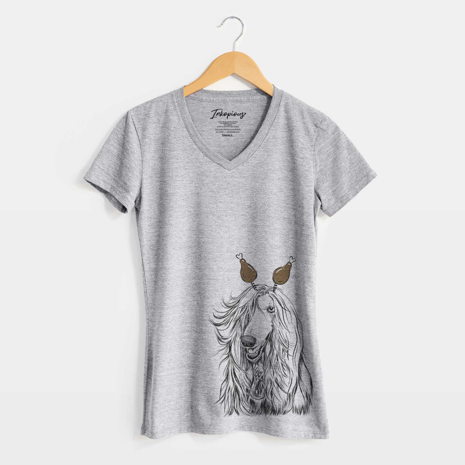 Thanksgiving Sterling the Afghan Hound - Women's V-neck Shirt