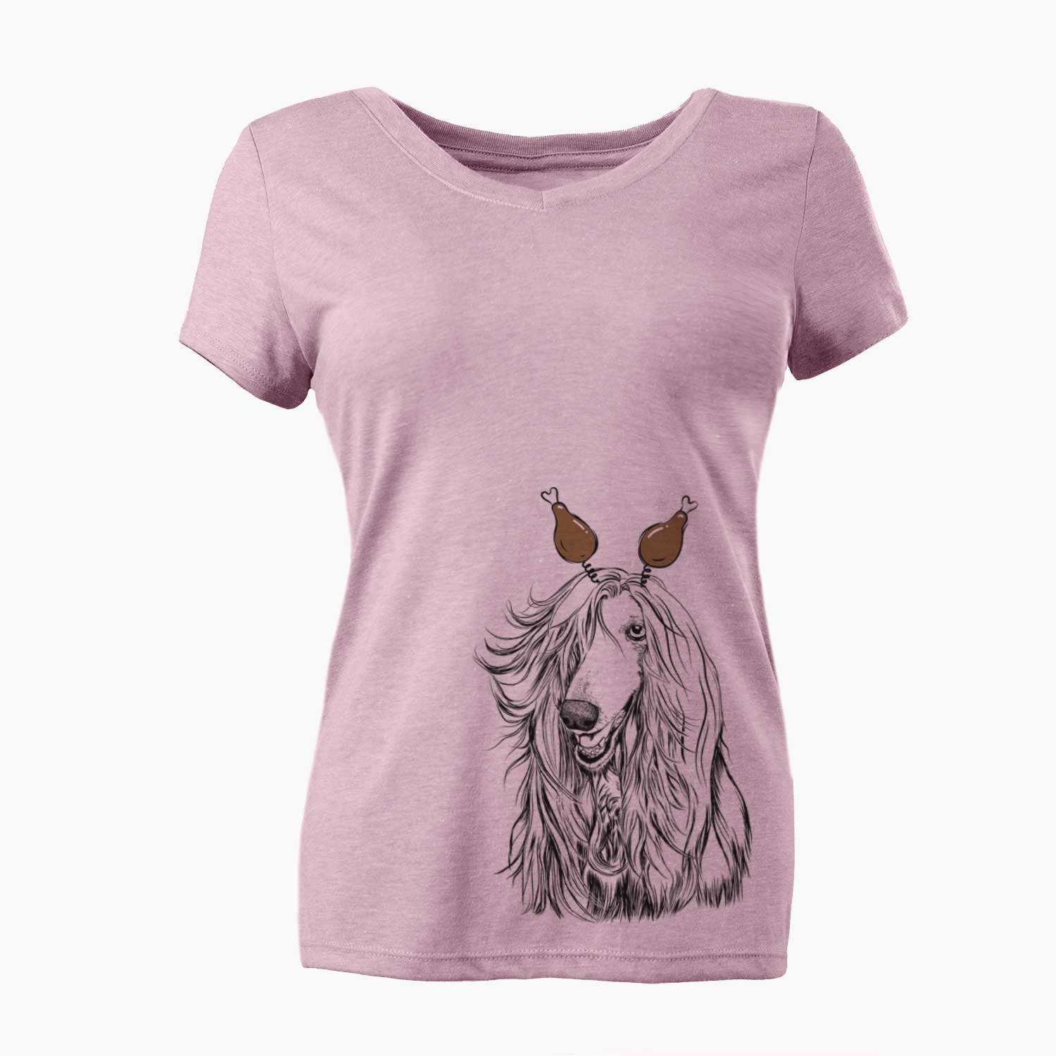 Thanksgiving Sterling the Afghan Hound - Women's V-neck Shirt