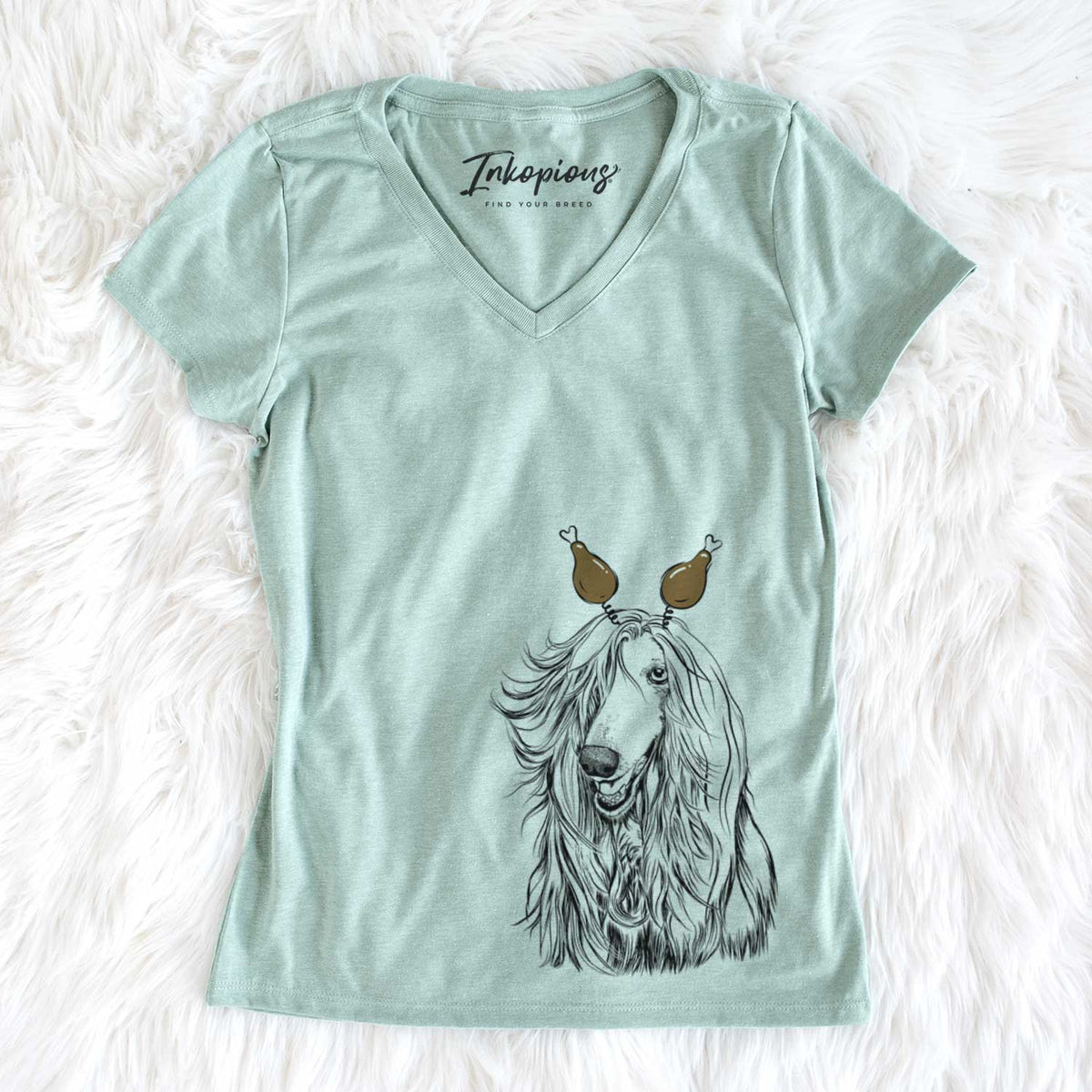 Thanksgiving Sterling the Afghan Hound - Women&#39;s V-neck Shirt