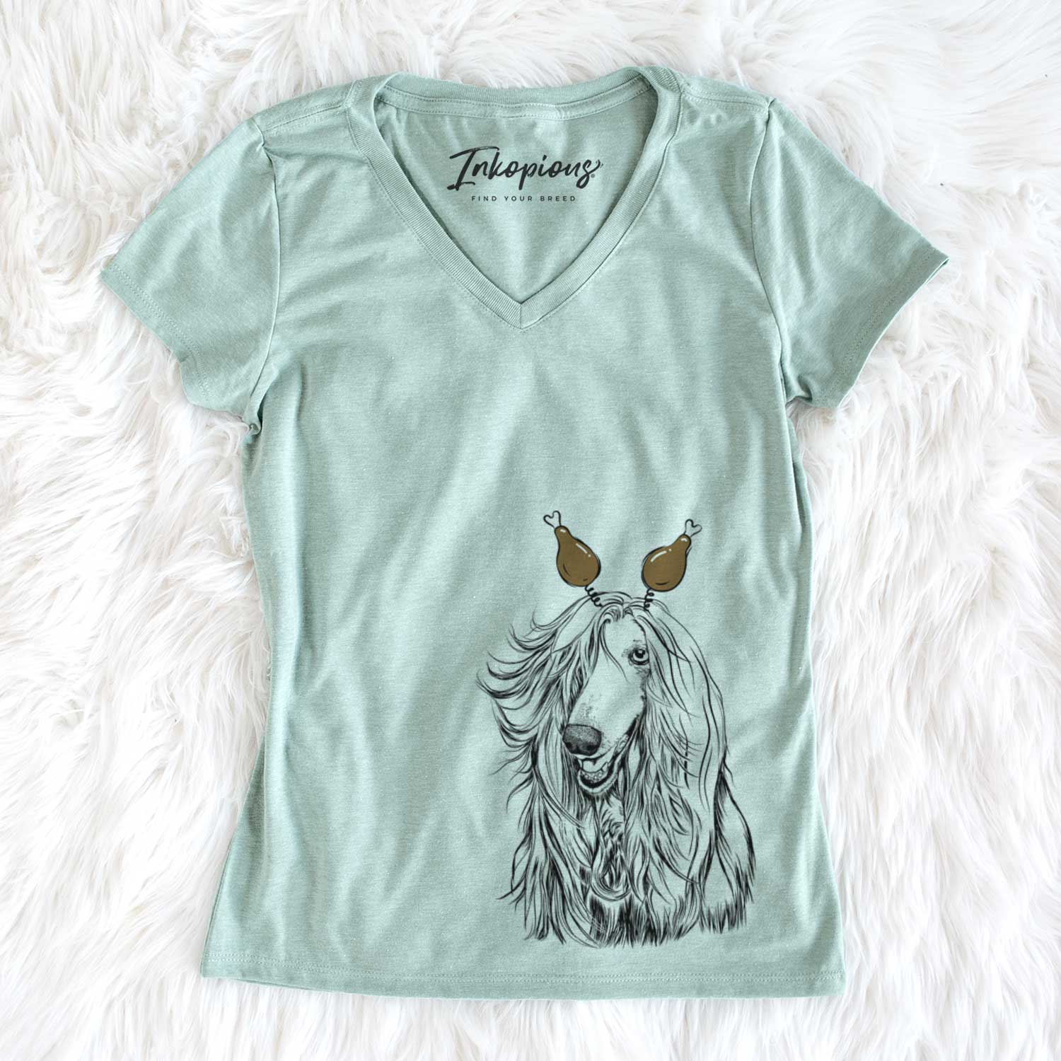 Thanksgiving Sterling the Afghan Hound - Women's V-neck Shirt