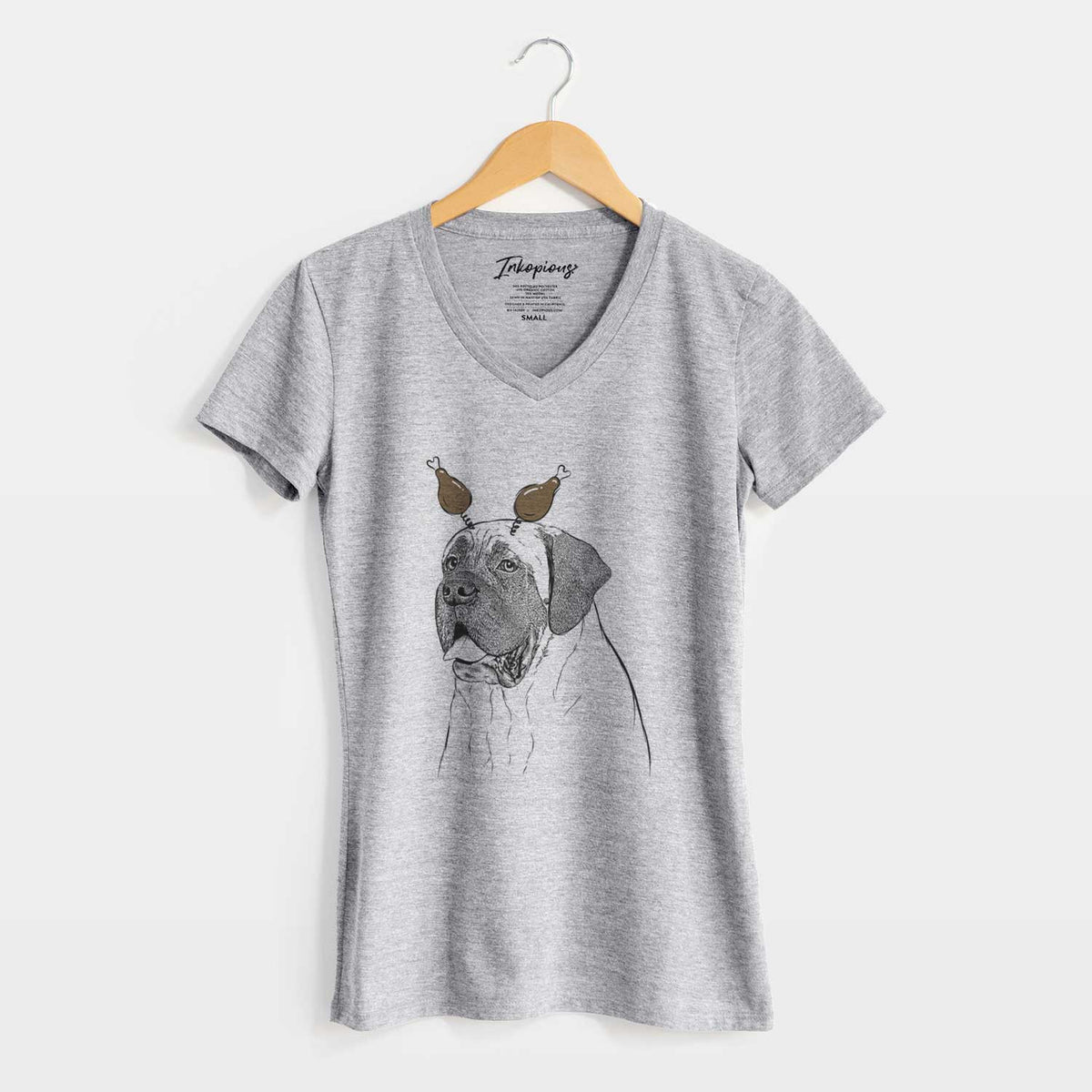 Thanksgiving Sterling the English Mastiff - Women's V-neck Shirt