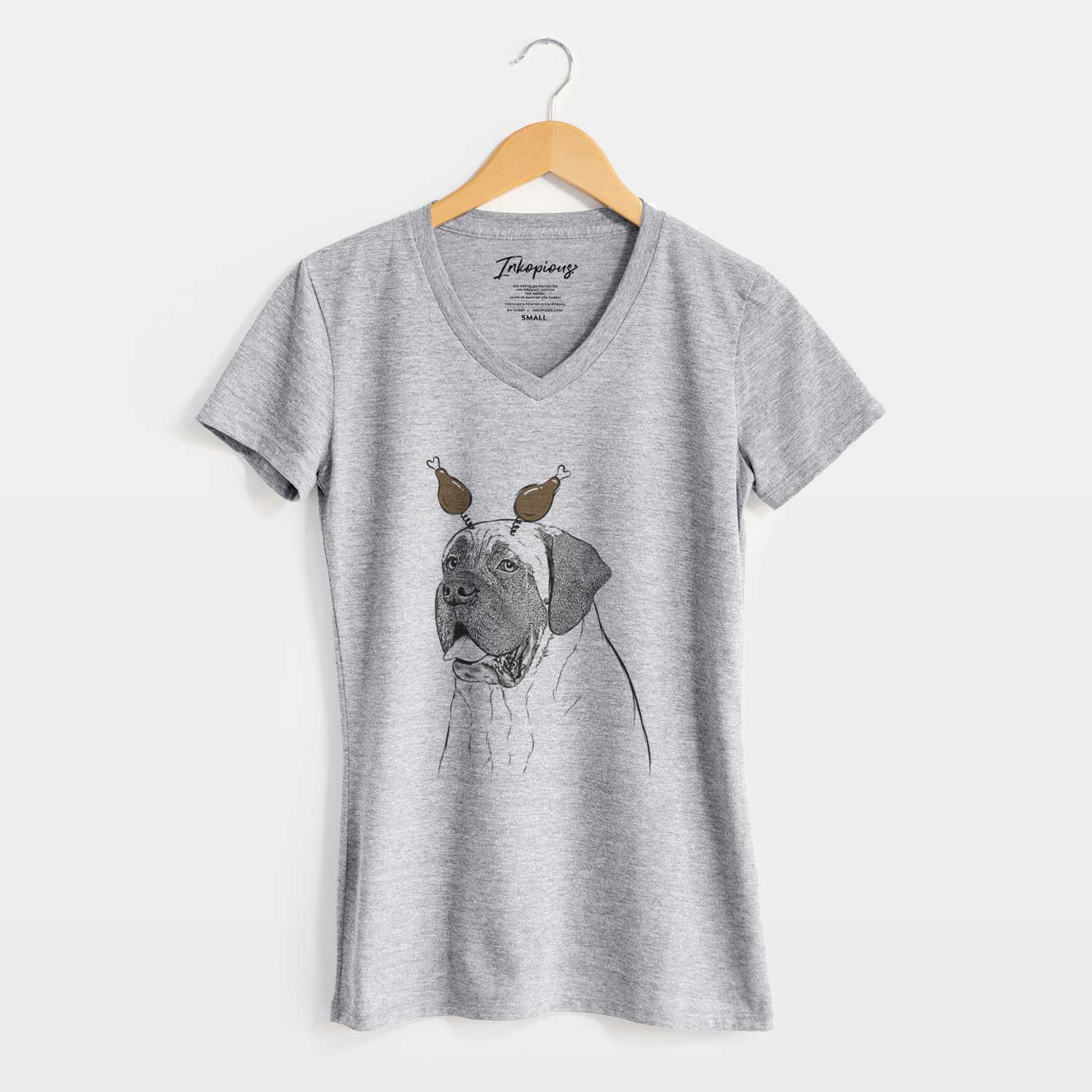 Thanksgiving Sterling the English Mastiff - Women's V-neck Shirt