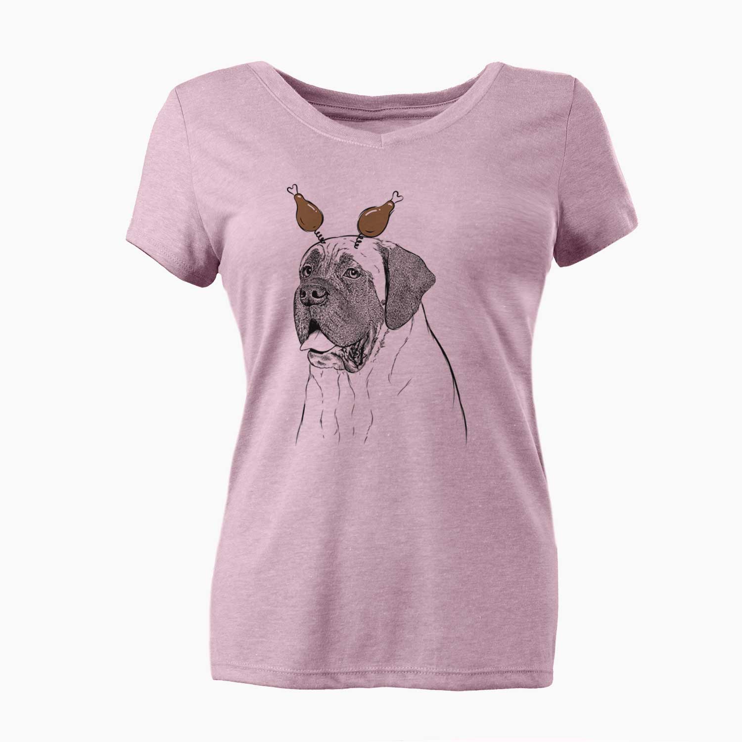 Thanksgiving Sterling the English Mastiff - Women's V-neck Shirt