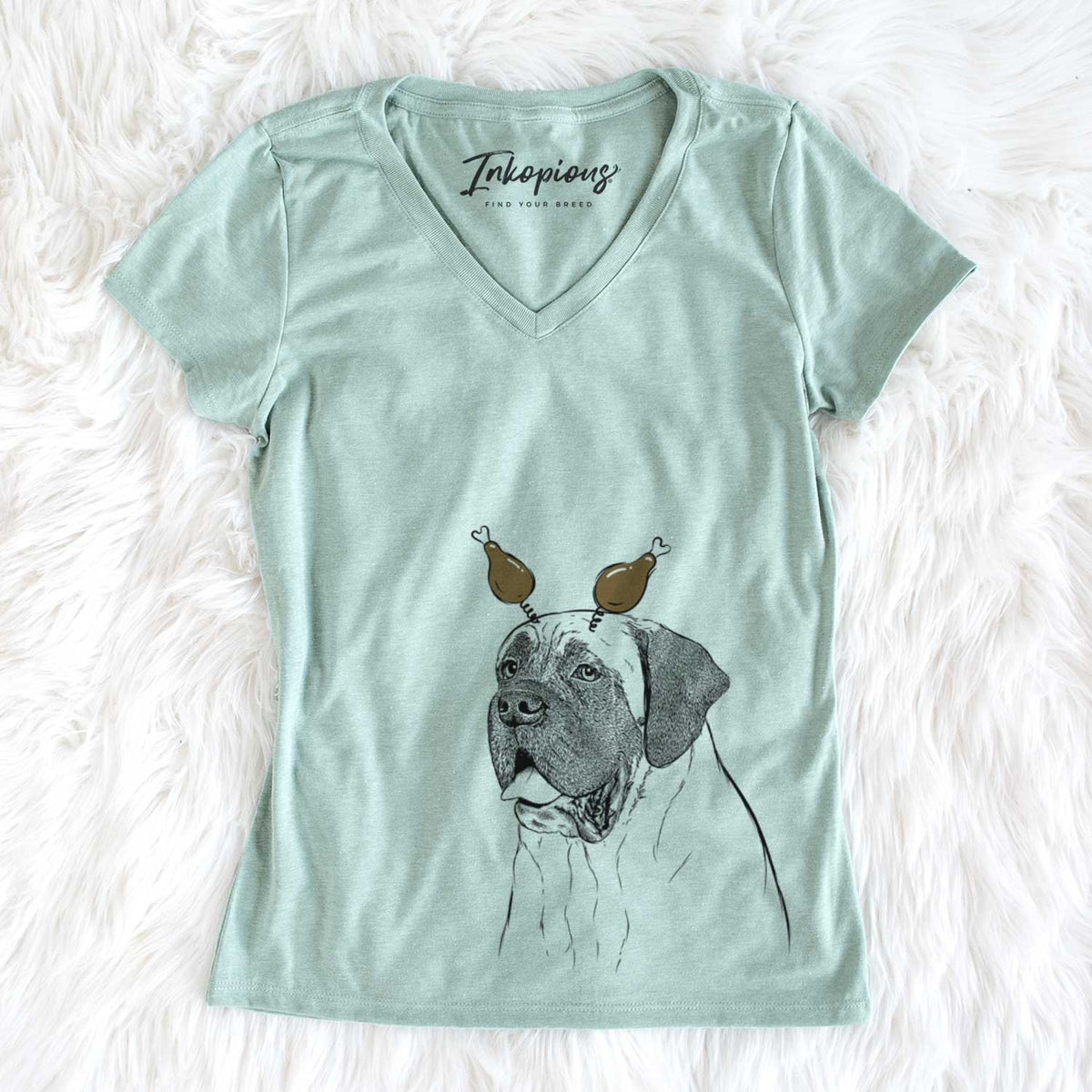 Thanksgiving Sterling the English Mastiff - Women&#39;s V-neck Shirt