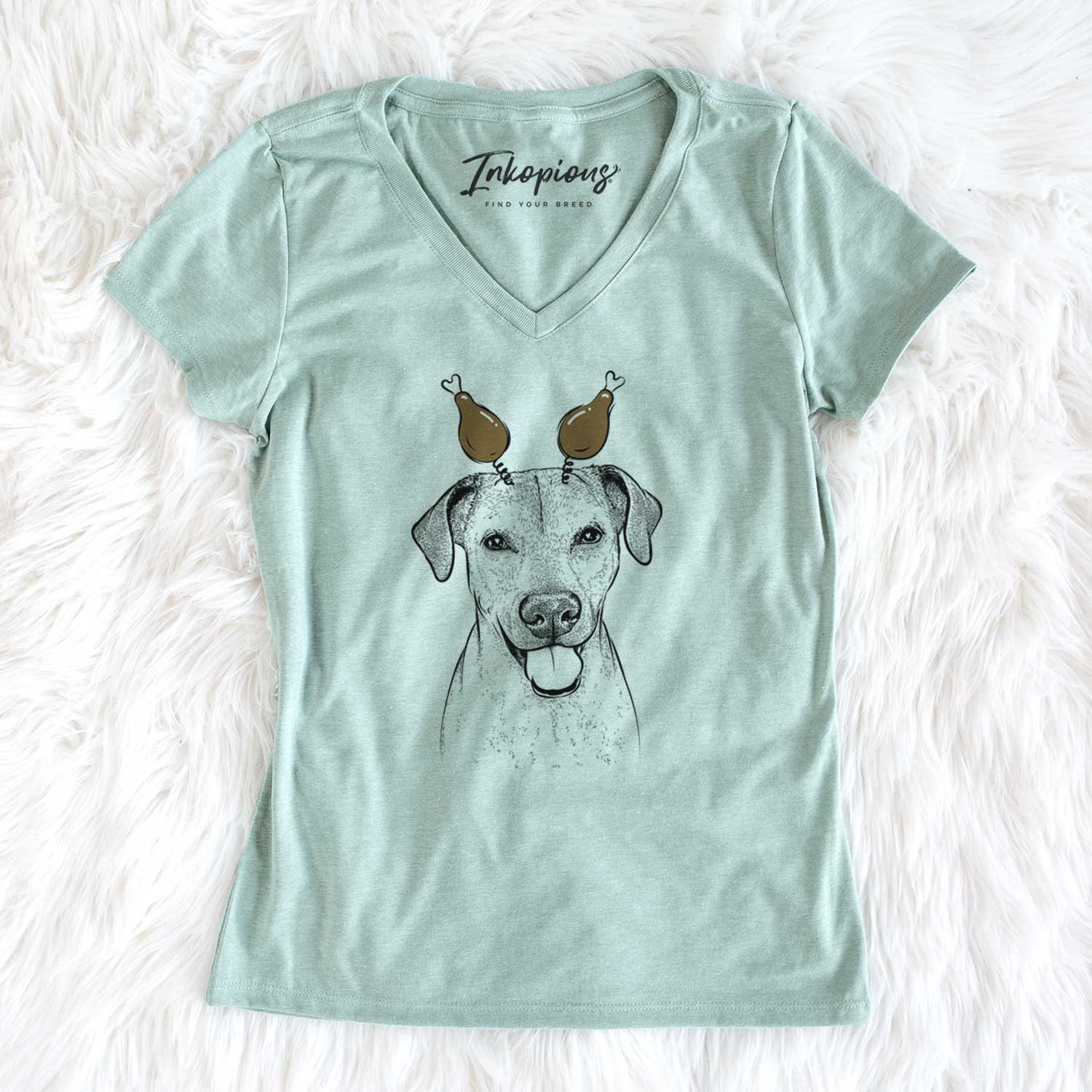 Thanksgiving Sugar the American Staffordshire Mix - Women's V-neck Shirt