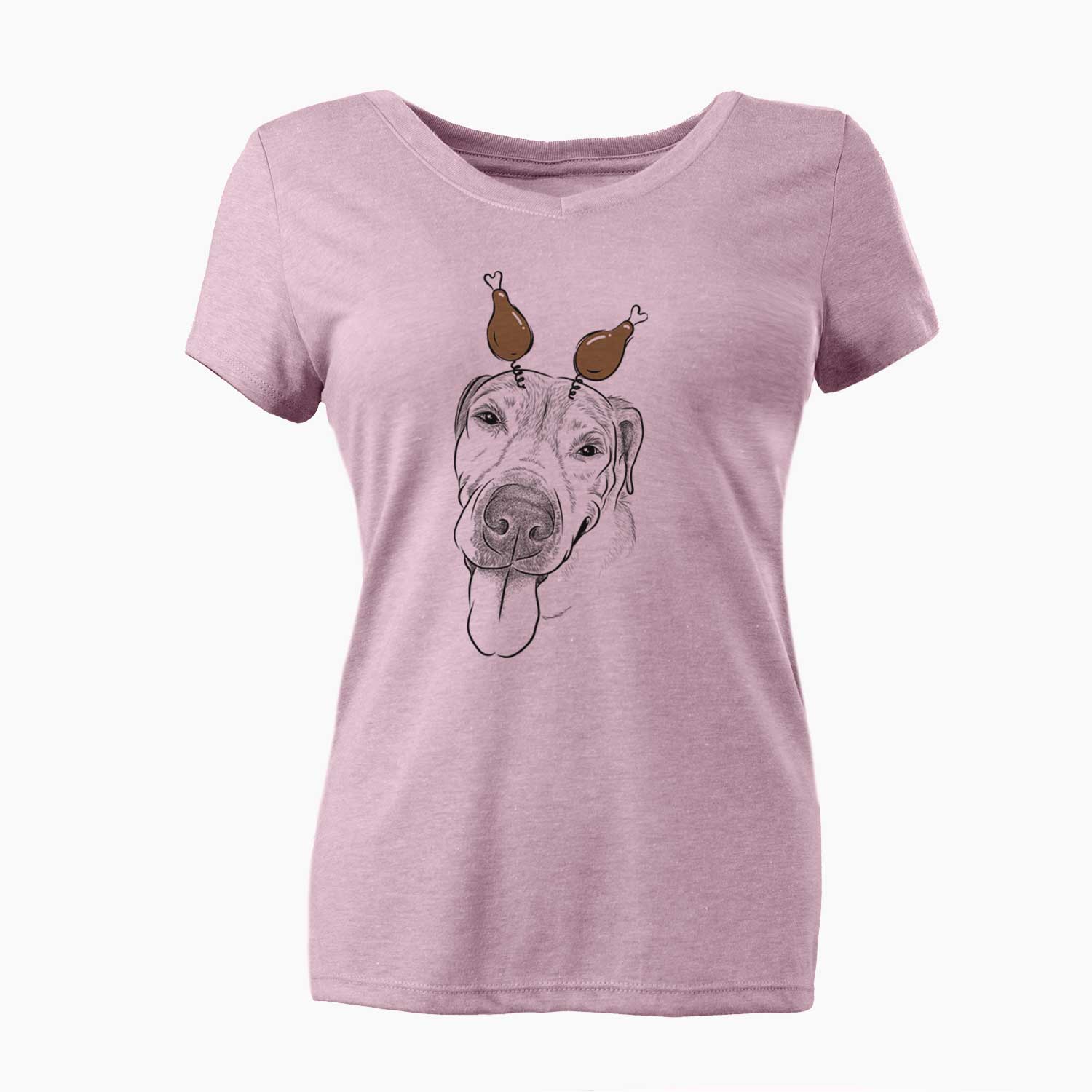Thanksgiving Sugar the Staffordshire Terrier Mix - Women's V-neck Shirt