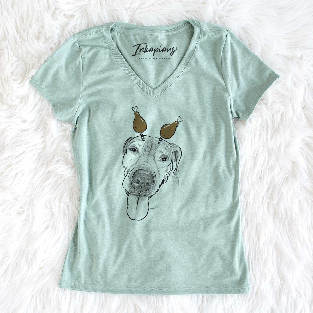 Thanksgiving Sugar the Staffordshire Terrier Mix - Women's V-neck Shirt