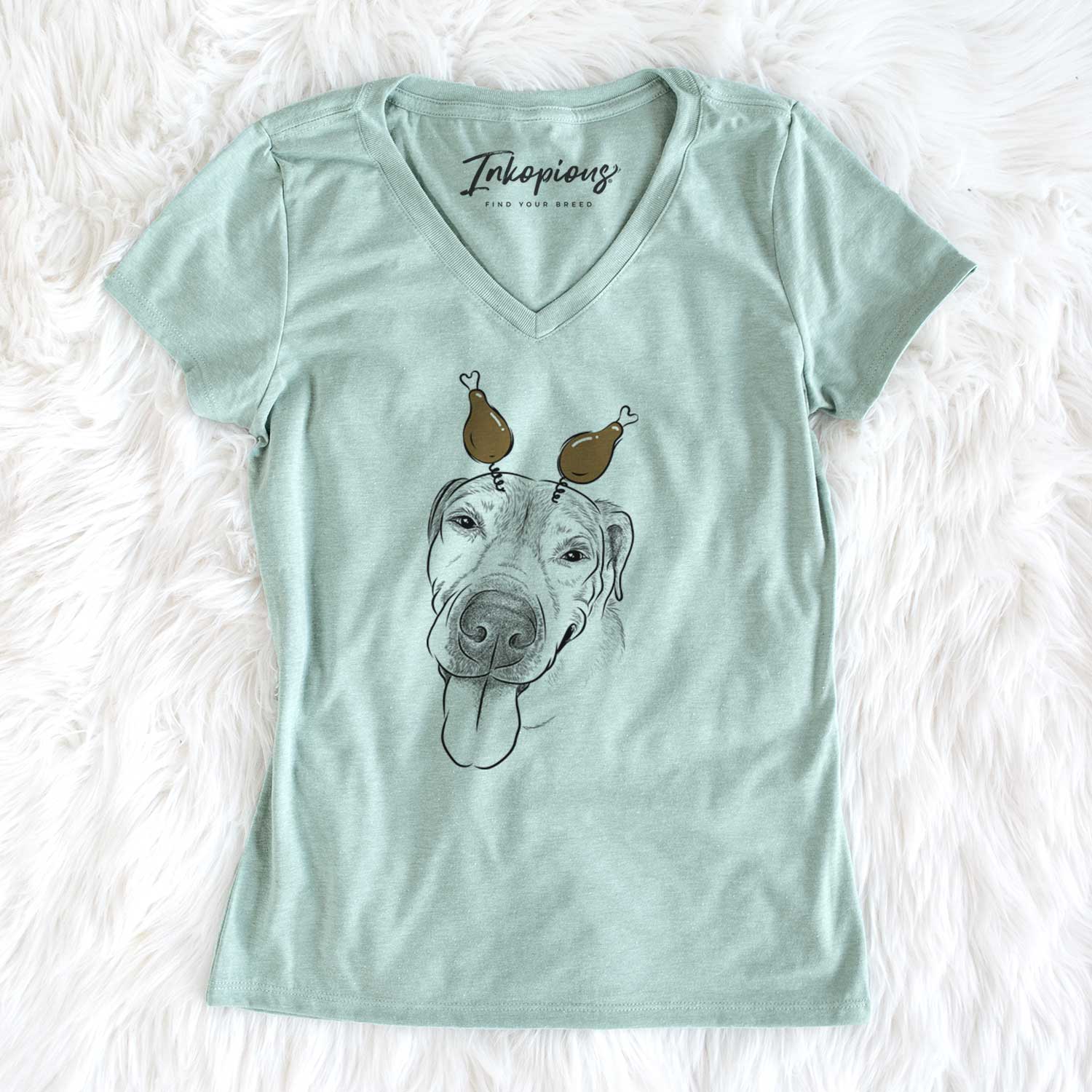 Thanksgiving Sugar the Staffordshire Terrier Mix - Women's V-neck Shirt