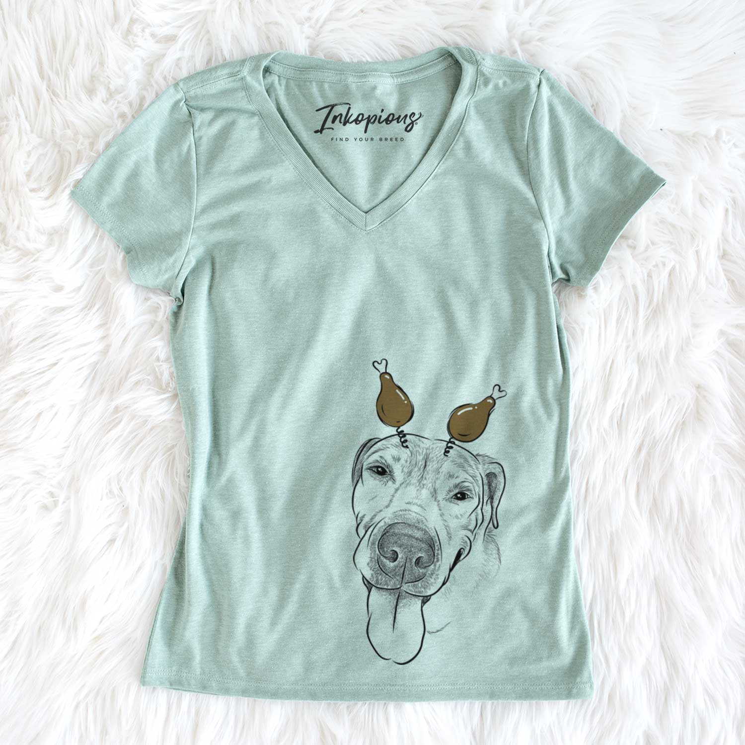 Thanksgiving Sugar the Staffordshire Terrier Mix - Women's V-neck Shirt