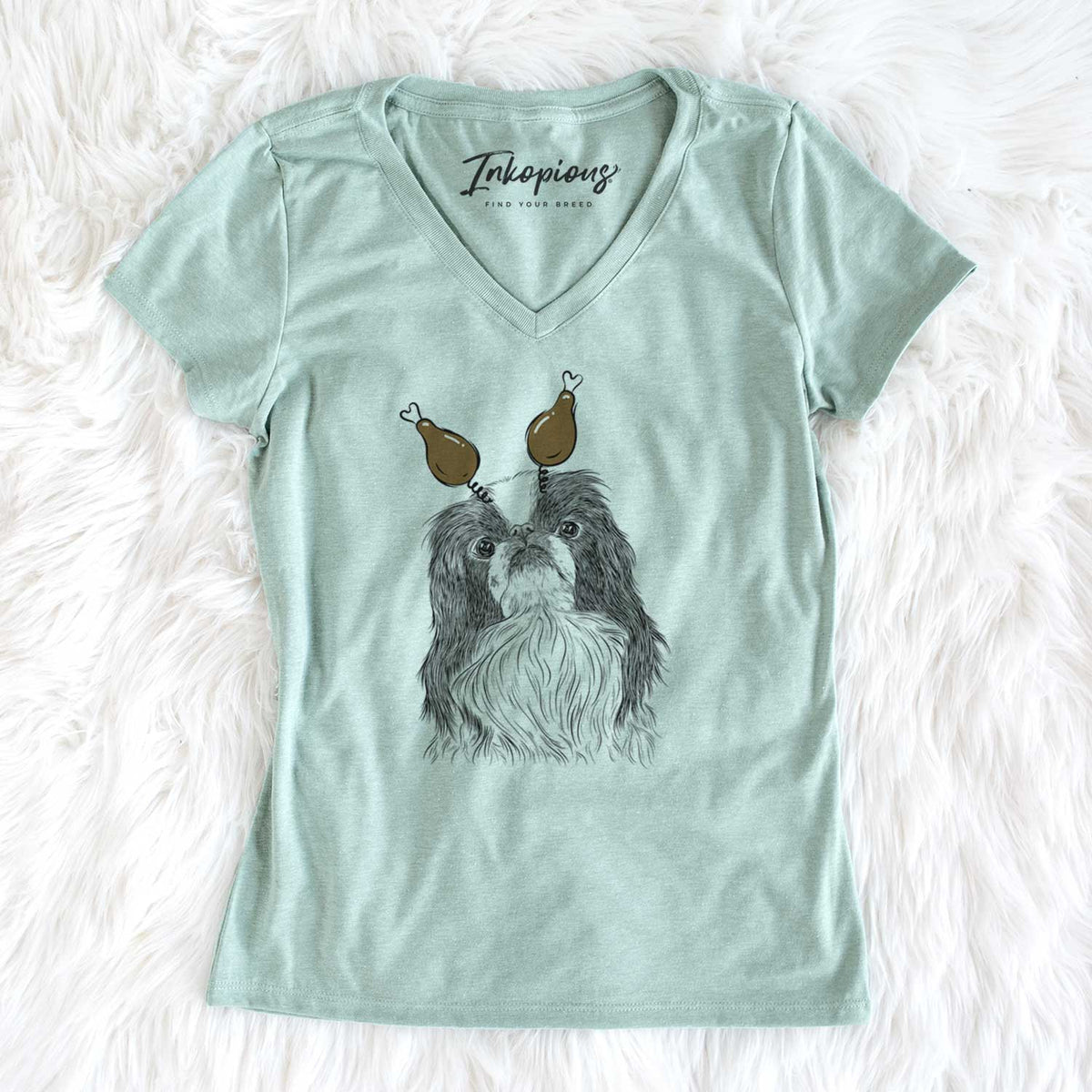 Thanksgiving Suki the Japanese Chin - Women's V-neck Shirt