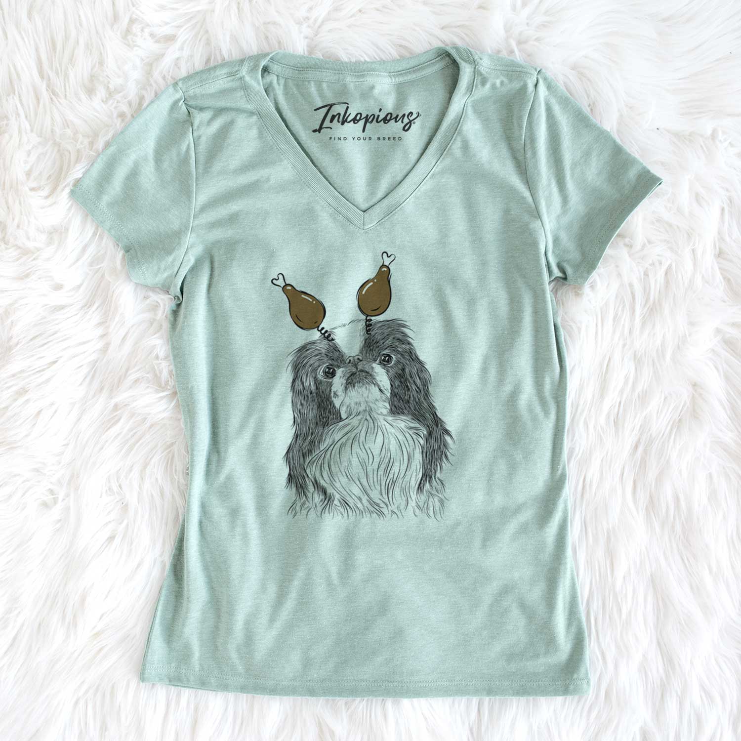 Thanksgiving Suki the Japanese Chin - Women's V-neck Shirt