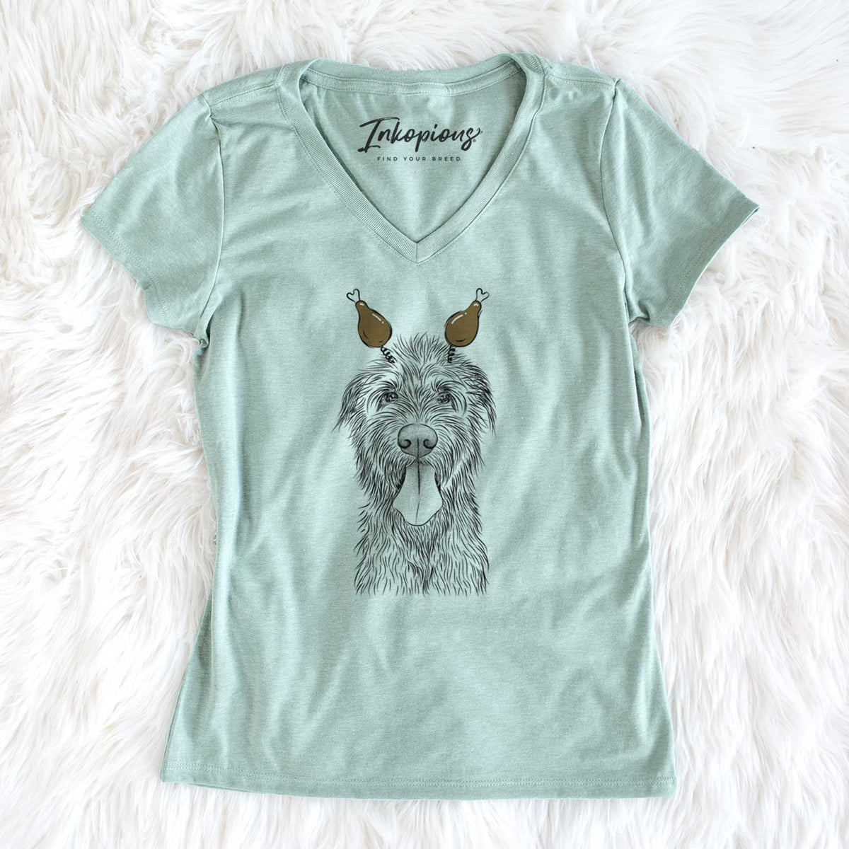 Thanksgiving Sullivan the Irish Wolfhound - Women's V-neck Shirt