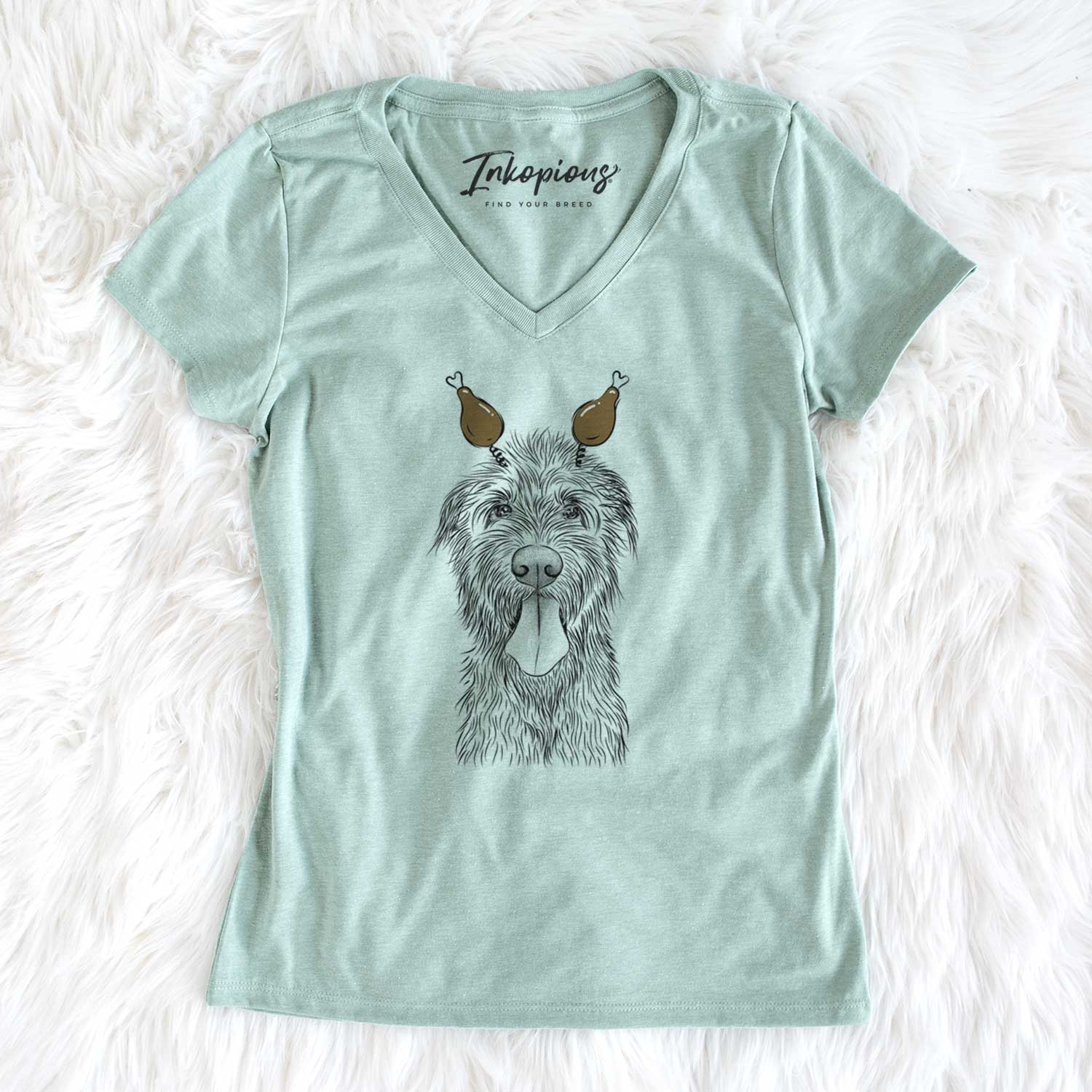 Thanksgiving Sullivan the Irish Wolfhound - Women's V-neck Shirt