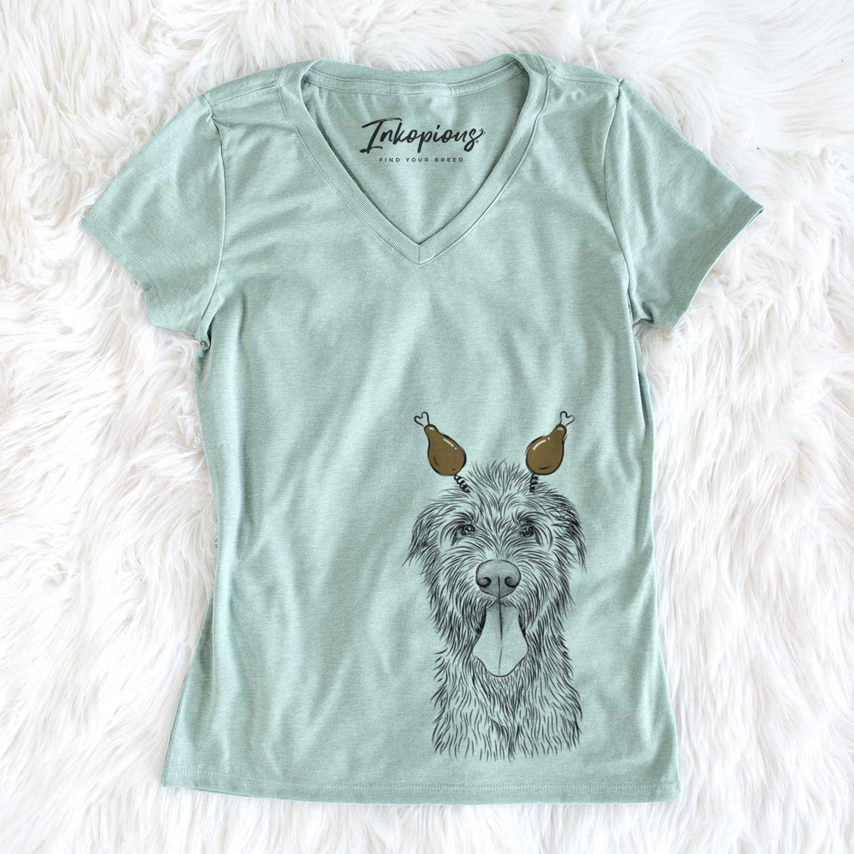 Thanksgiving Sullivan the Irish Wolfhound - Women's V-neck Shirt