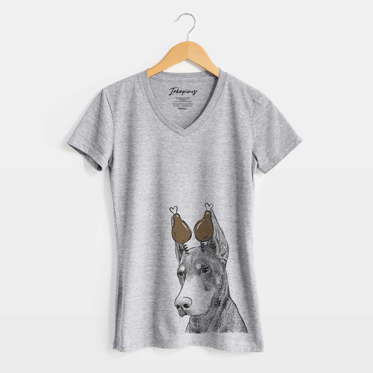 Thanksgiving Sunny the Doberman Pinscher - Women's V-neck Shirt