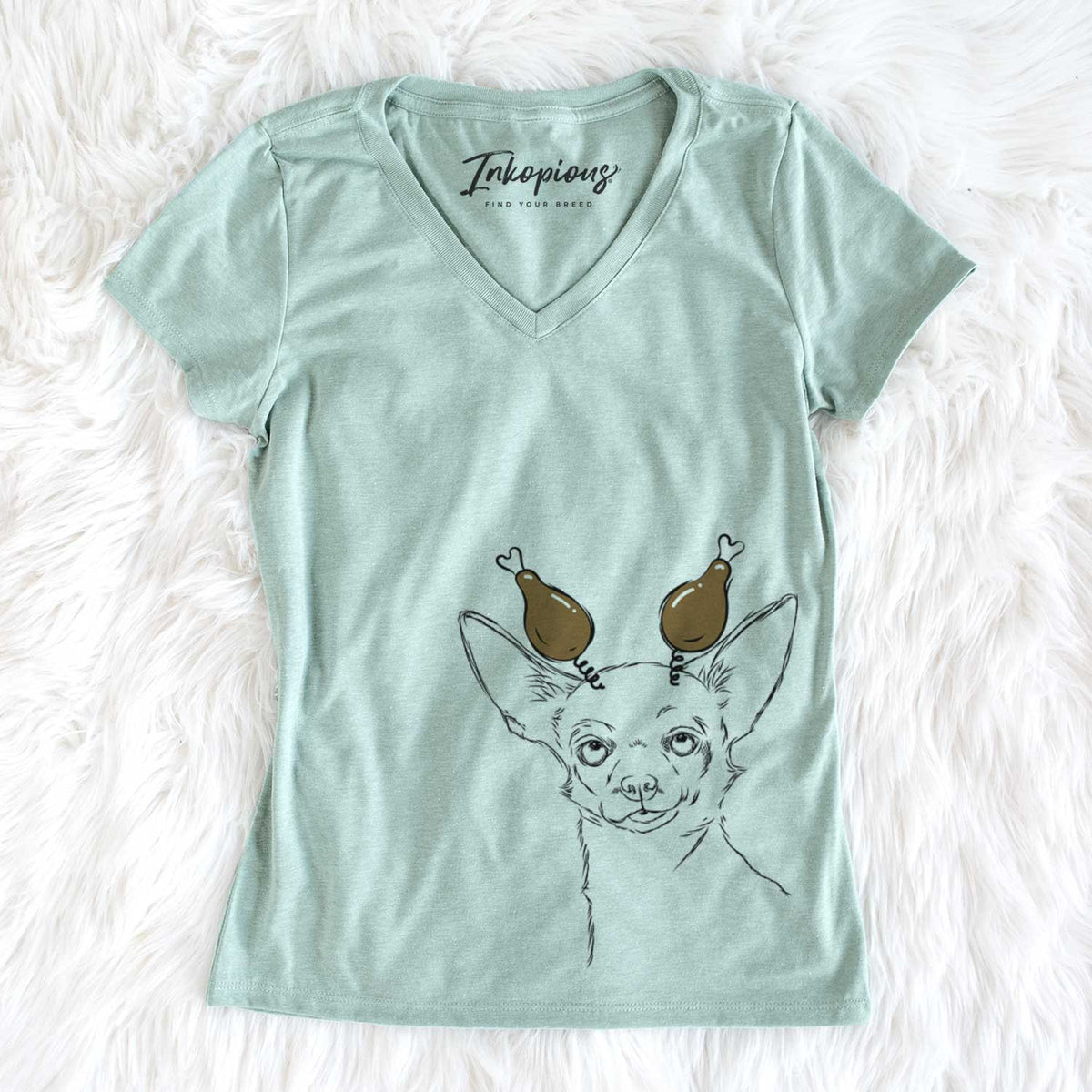 Thanksgiving Tabitha the Chihuahua - Women&#39;s V-neck Shirt