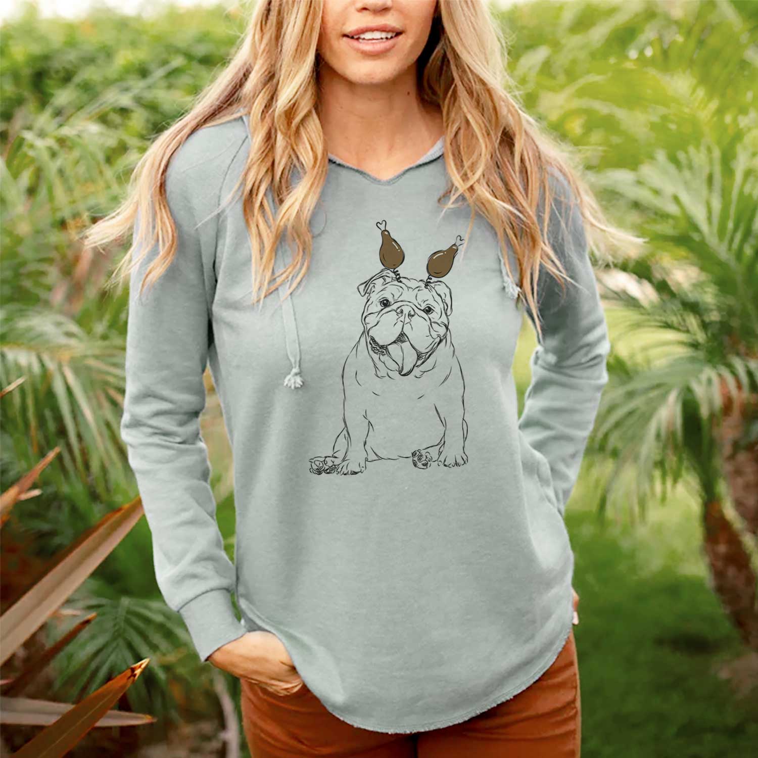 Thanksgiving Tank the English Bulldog - Cali Wave Hooded Sweatshirt